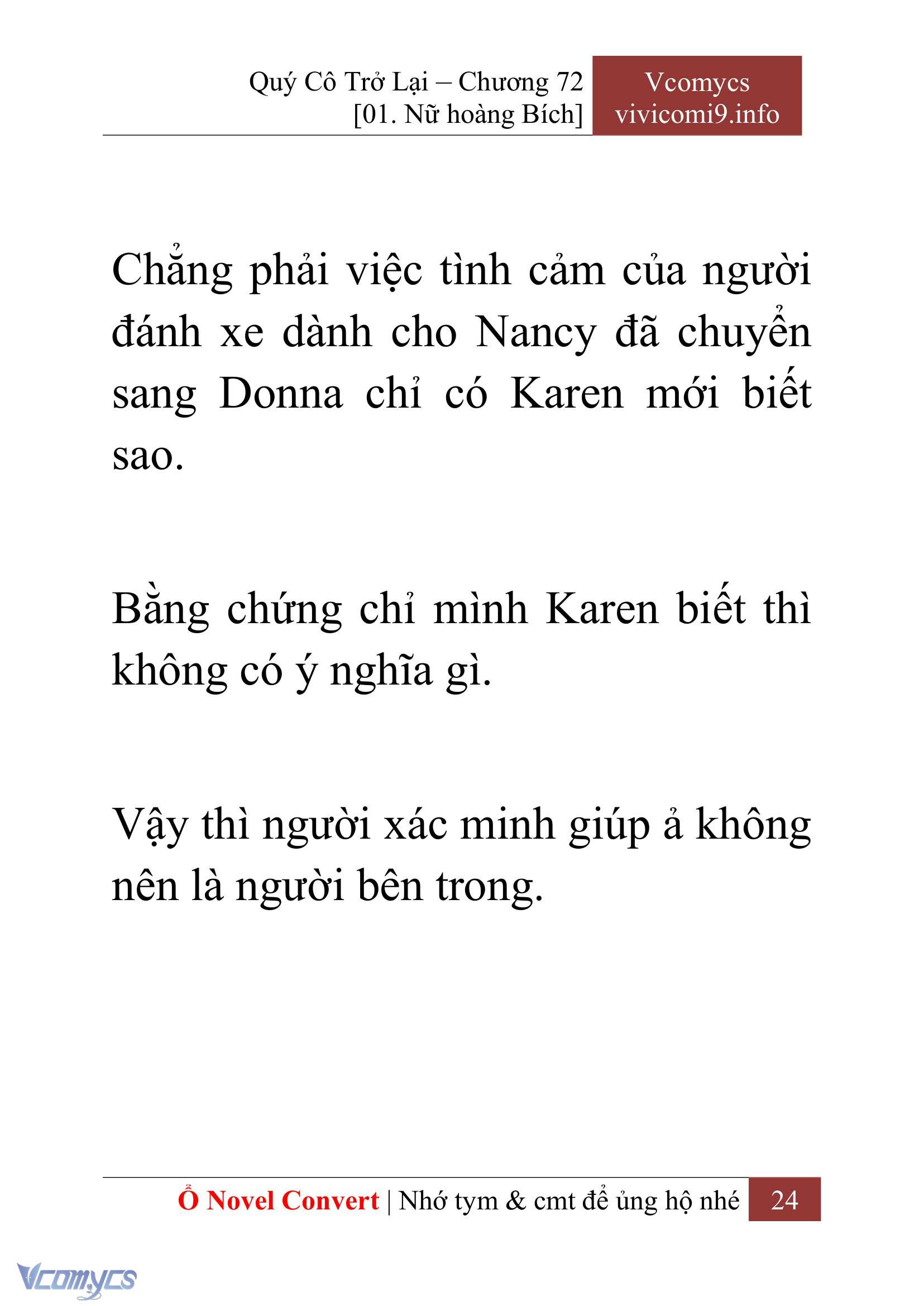 [Novel] Quý Cô Trở Lại Chap 72 - Next Chap 73
