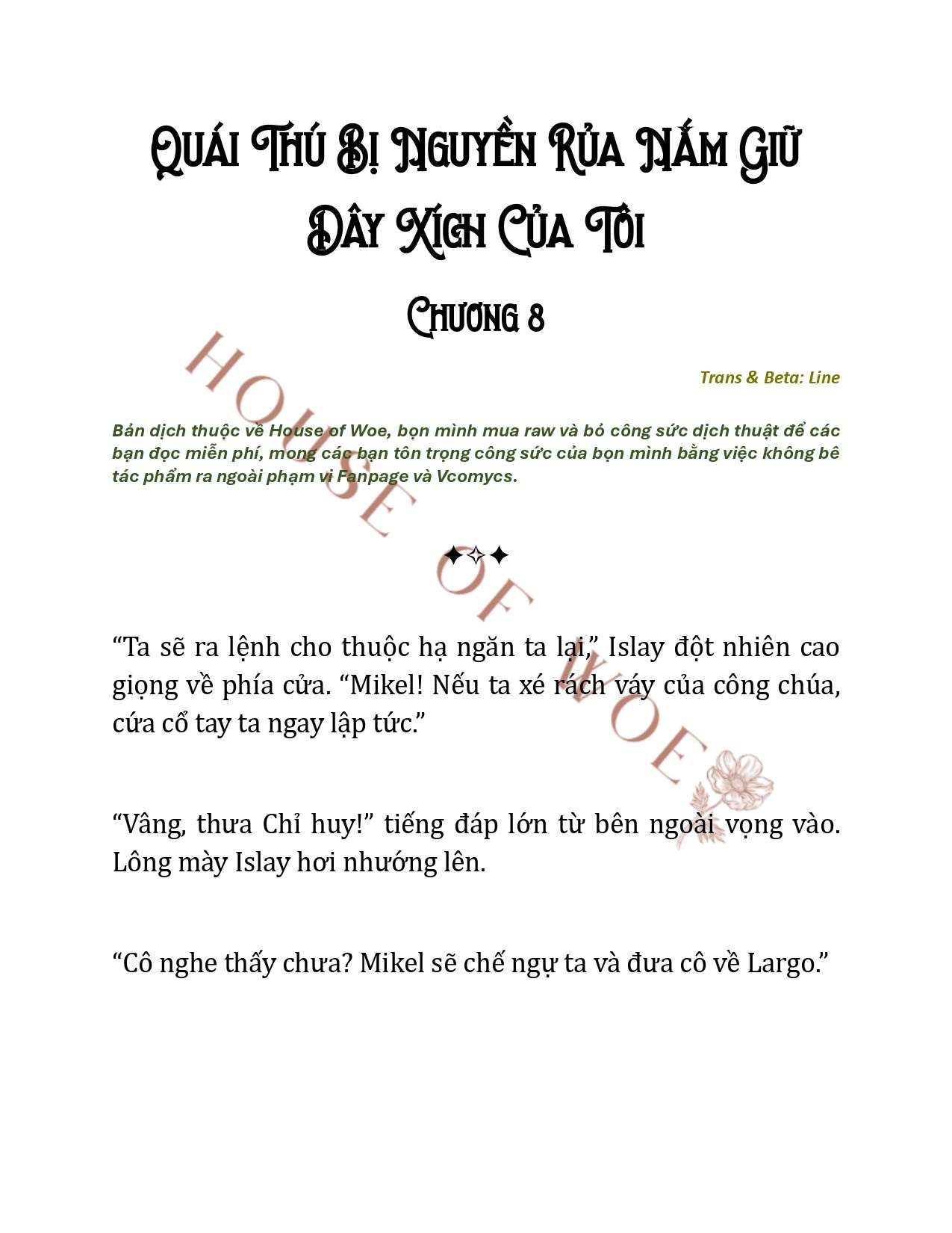 [NOVEL] QUÁI THÚ BỊ NGUYỀN RỦA NẮM GIỮ DÂY XÍCH CỦA TÔI Chap 8 - Next Chap 9