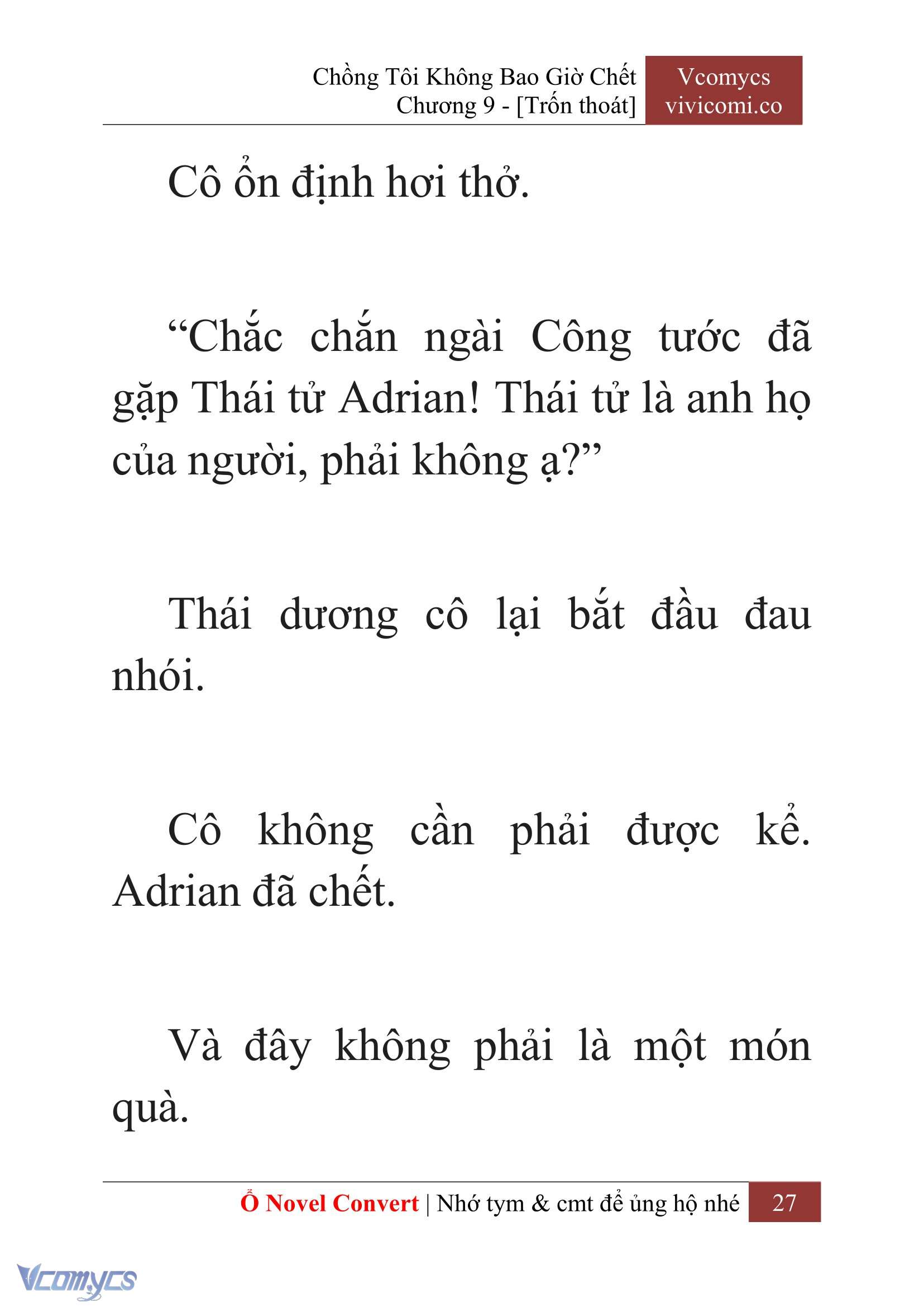 [Novel] Chồng Tôi Không Bao Giờ Chết Chap 9 - Next Chap 10