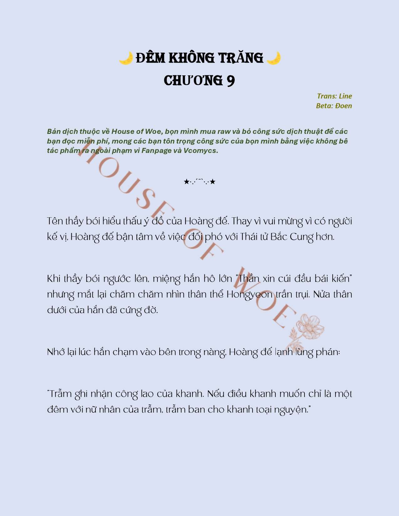 [NOVEL] ĐÊM KHÔNG TRĂNG Chap 9 - Next Chap 10