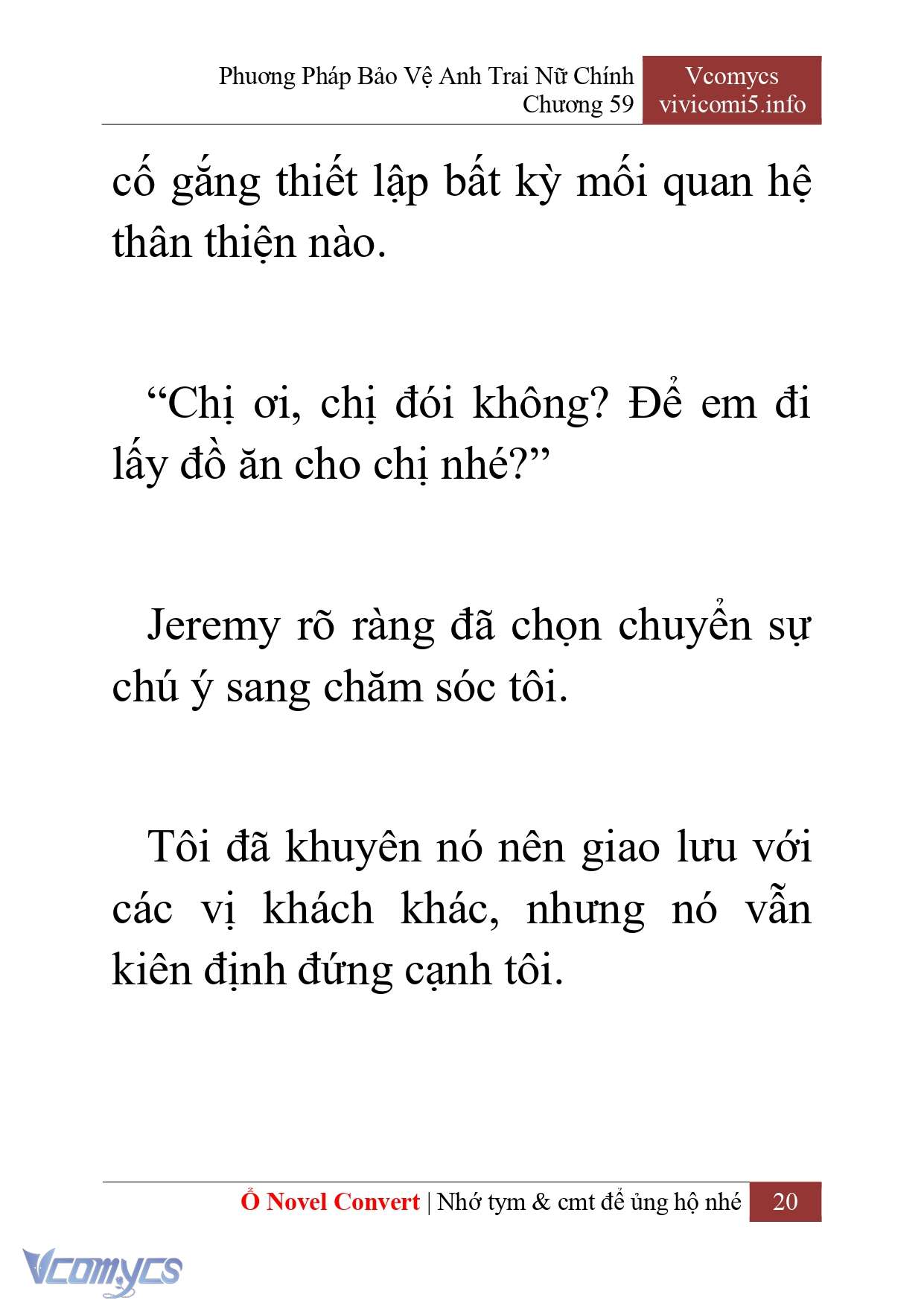 [Novel] Phương Pháp Bảo Vệ Anh Trai Nữ Chính Chap 59 - Next Chap 60
