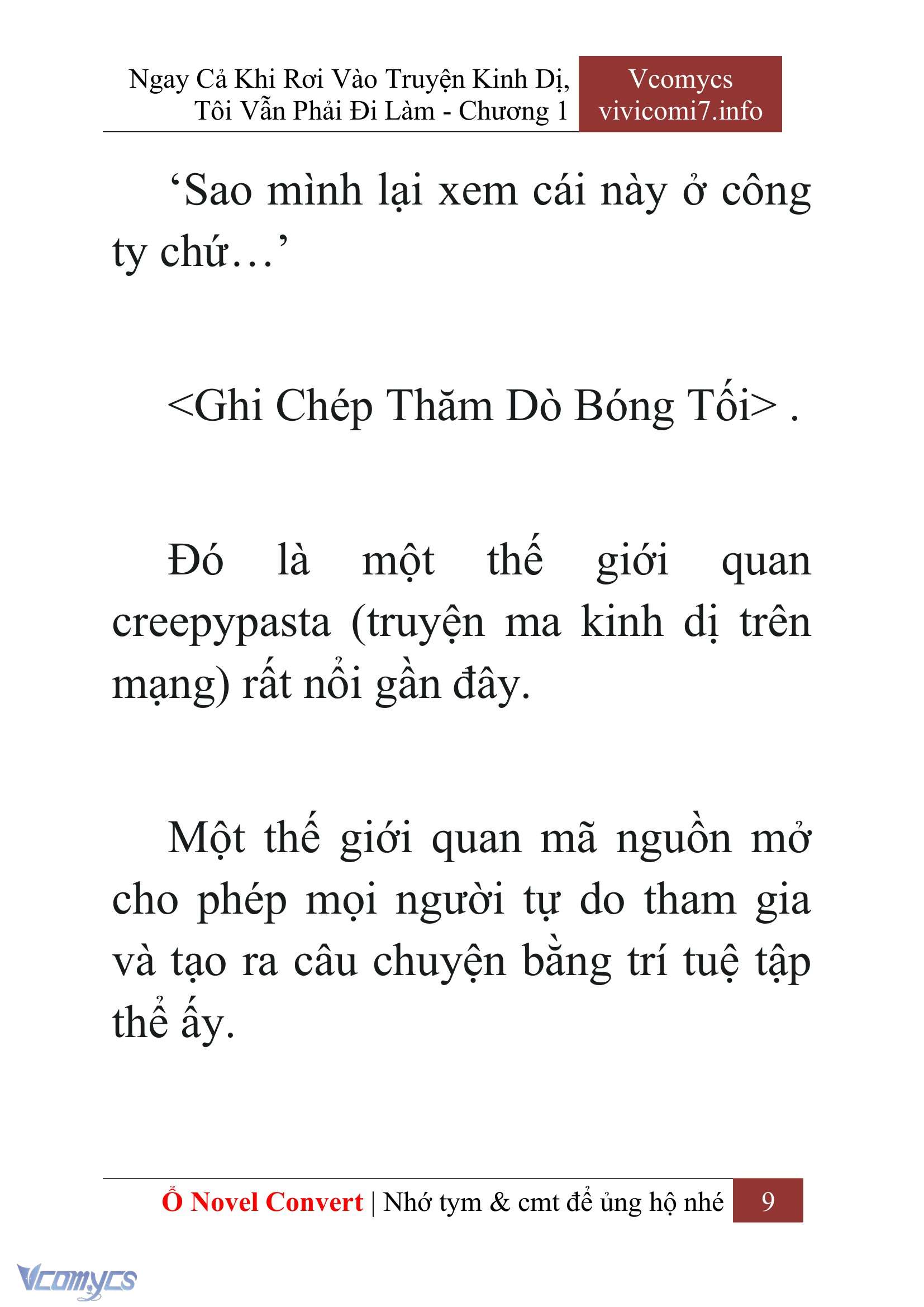 [Novel] Ngay Cả Khi Rơi Vào Truyện Kinh Dị, Tôi Vẫn Phải Đi Làm Chap 1 - Next Chap 2