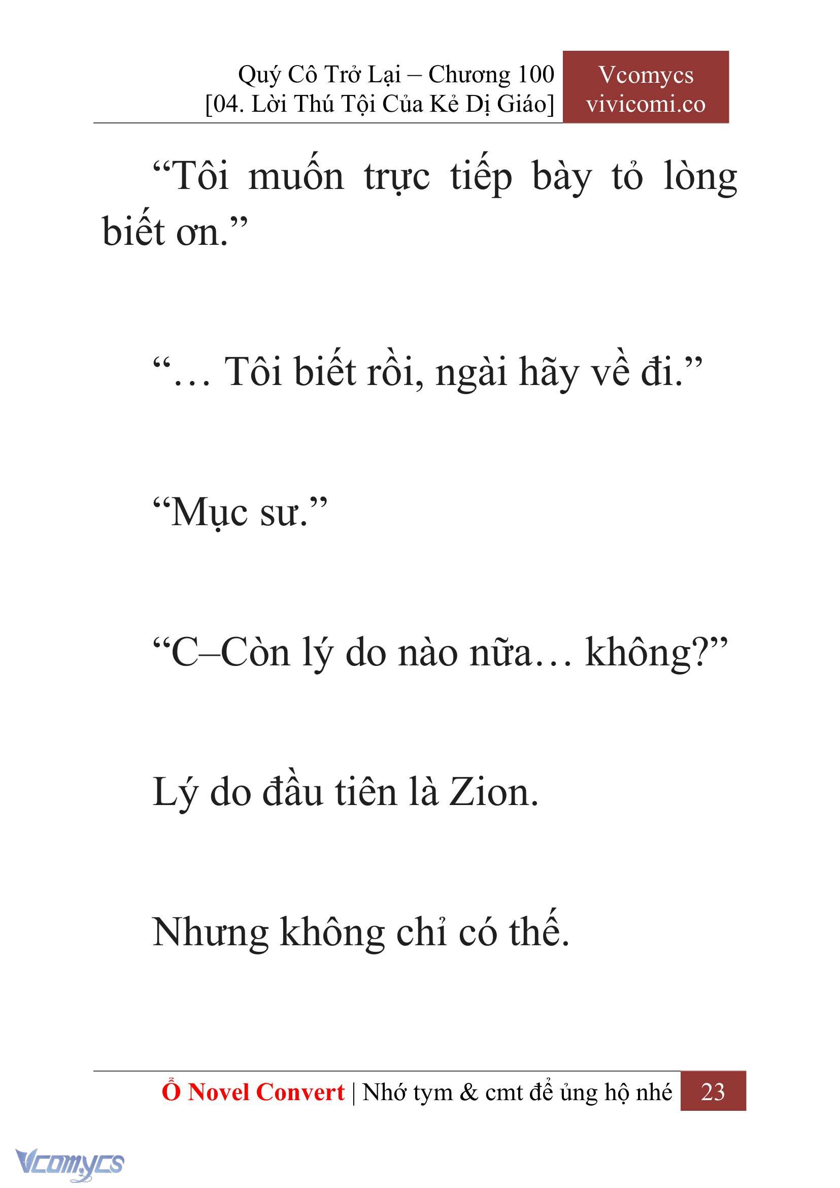 [Novel] Quý Cô Trở Lại Chap 100 - Next 