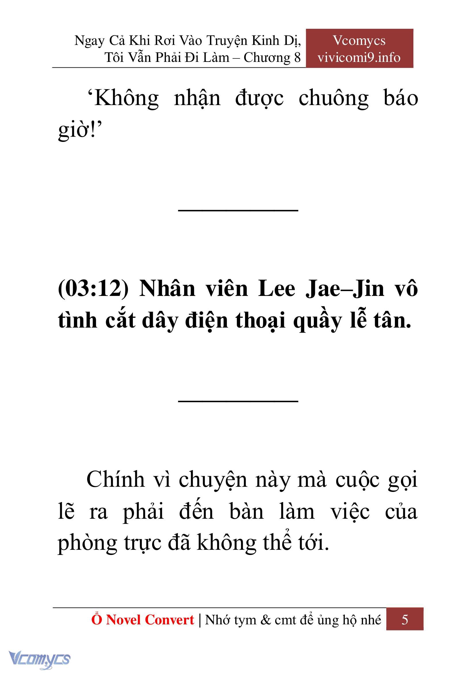 [Novel] Ngay Cả Khi Rơi Vào Truyện Kinh Dị, Tôi Vẫn Phải Đi Làm Chap 8 - Next Chap 9