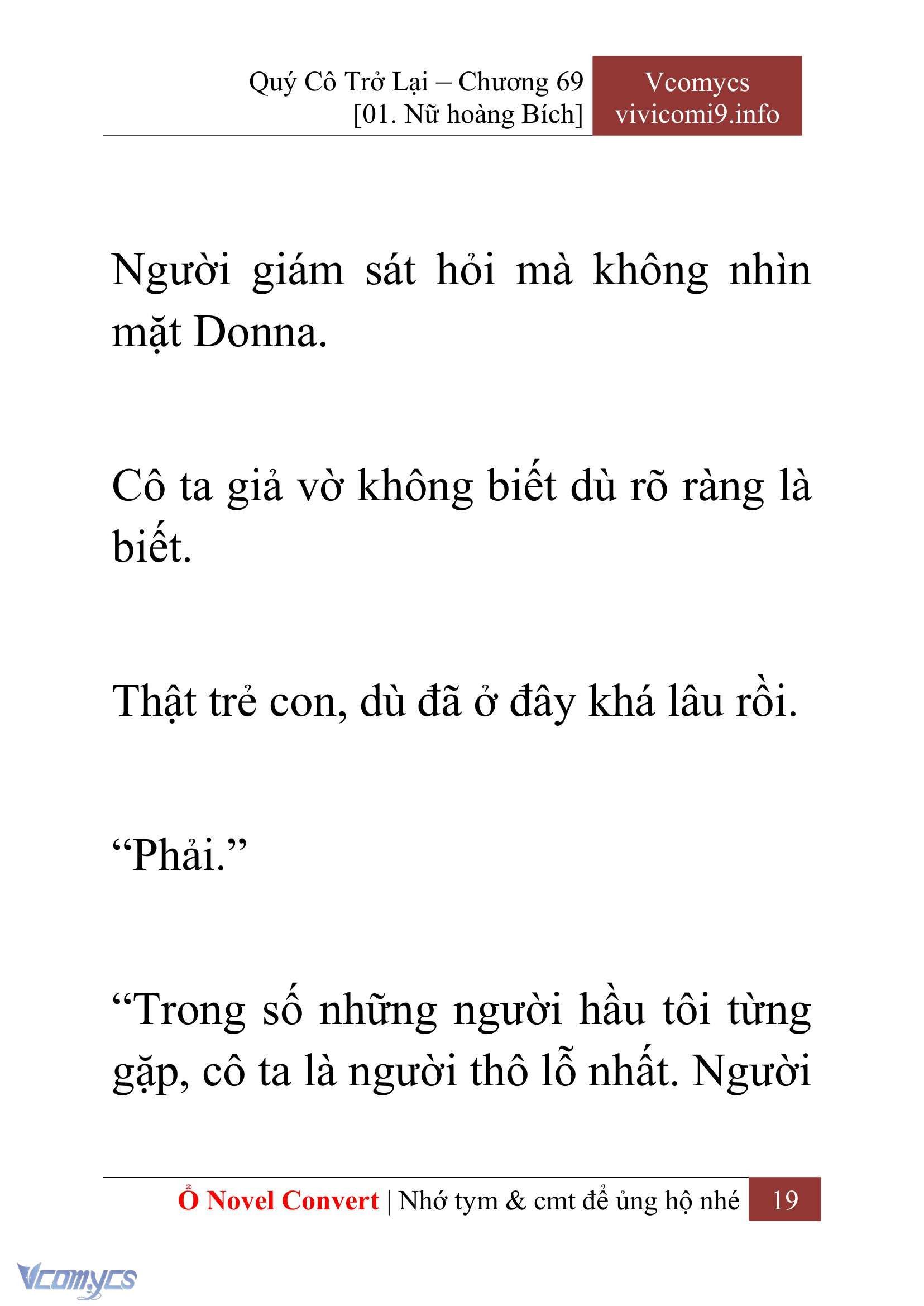 [Novel] Quý Cô Trở Lại Chap 69 - Next Chap 70