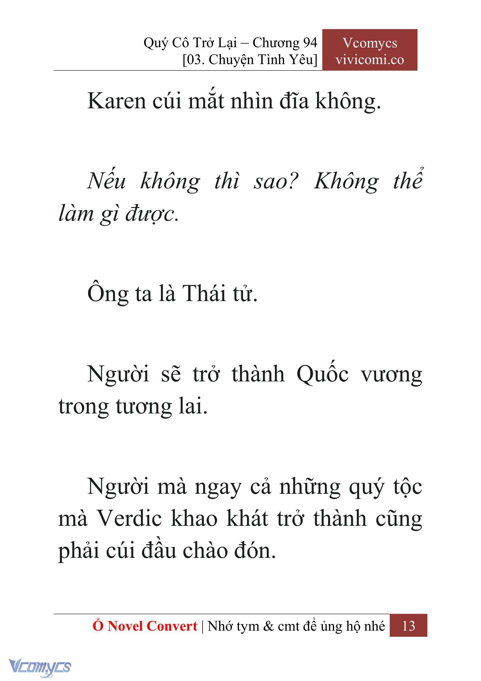 [Novel] Quý Cô Trở Lại Chap 94 - Next Chap 95