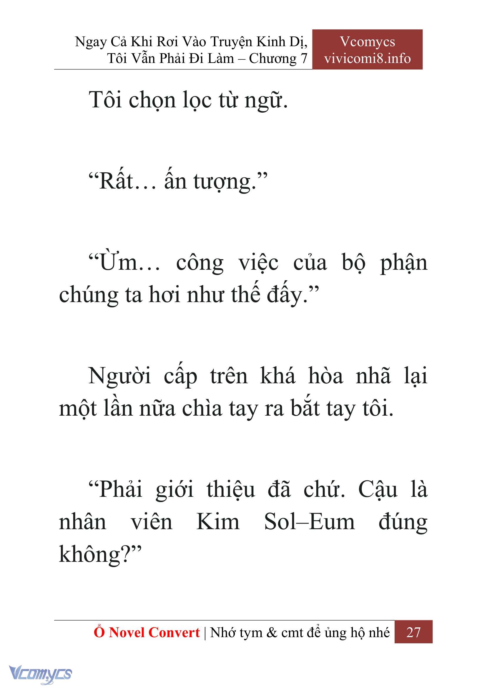 [Novel] Ngay Cả Khi Rơi Vào Truyện Kinh Dị, Tôi Vẫn Phải Đi Làm Chap 7 - Next Chap 8