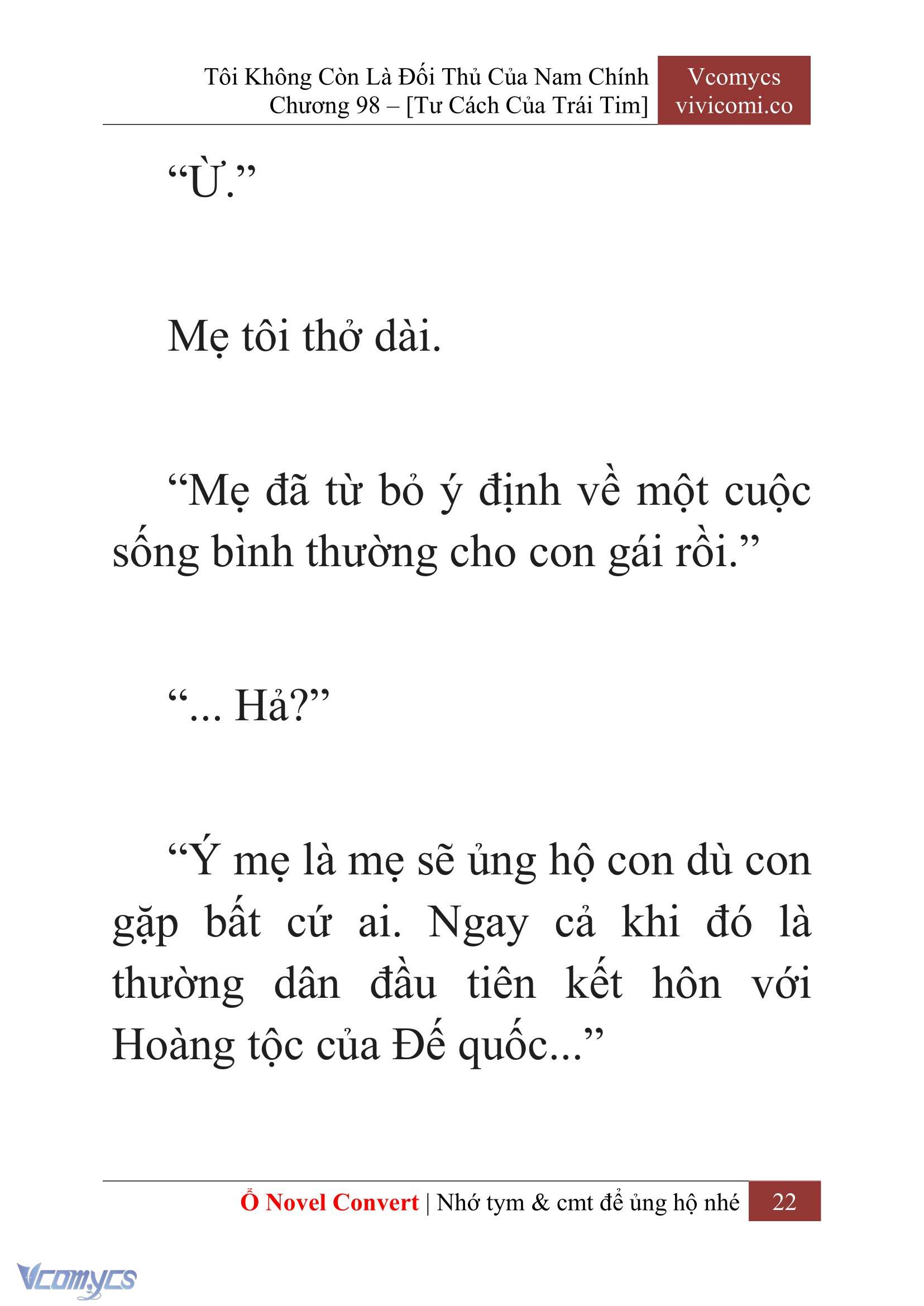 [Novel] Tôi Không Còn Là Đối Thủ Của Nam Chính Chap 98 - Next Chap 99