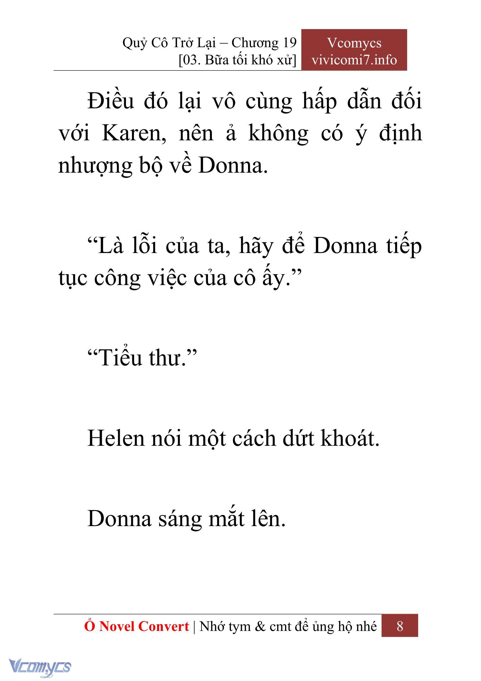 [Novel] Quý Cô Trở Lại Chap 19 - Next Chap 20