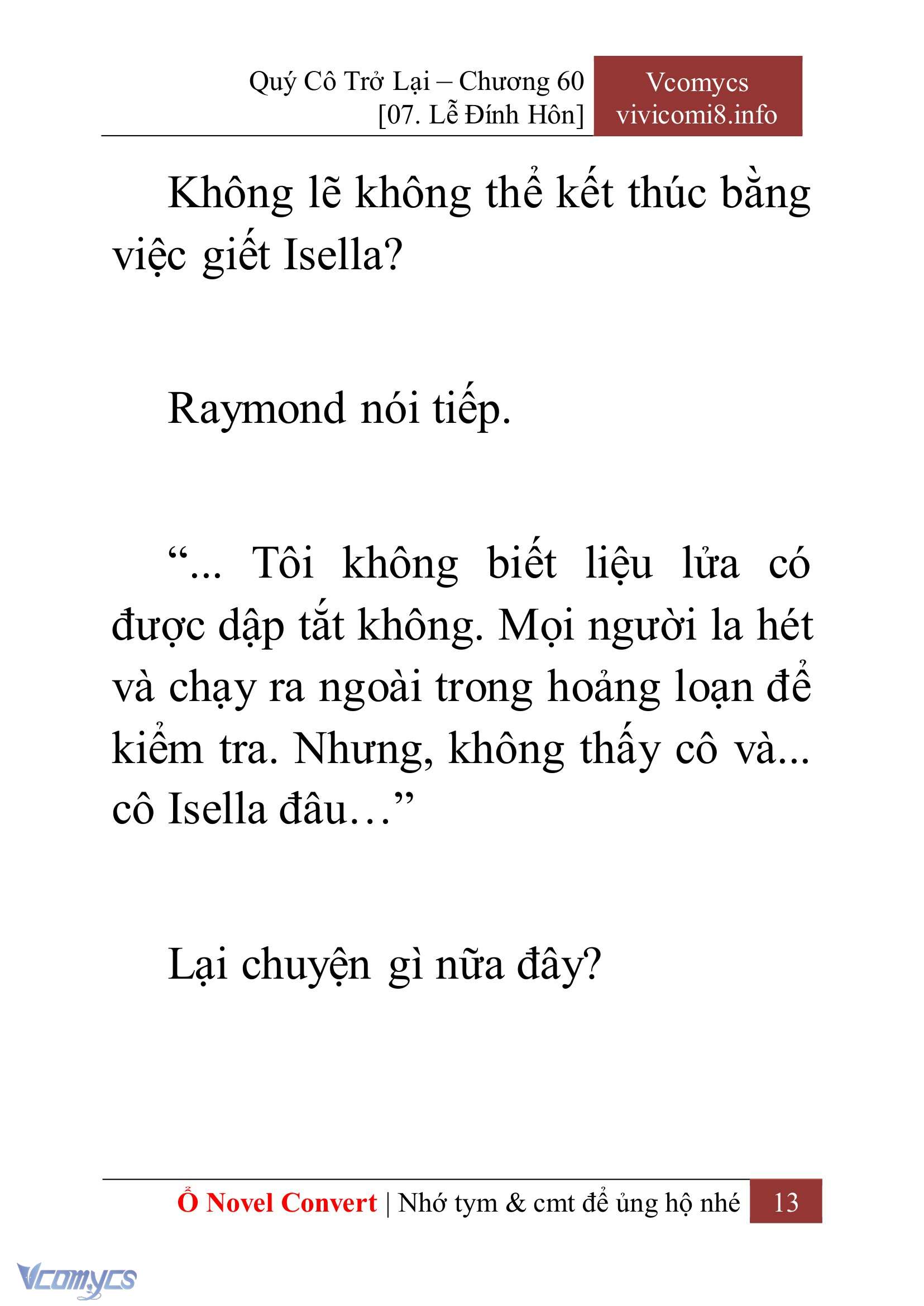[Novel] Quý Cô Trở Lại Chap 60 - Next Chap 61