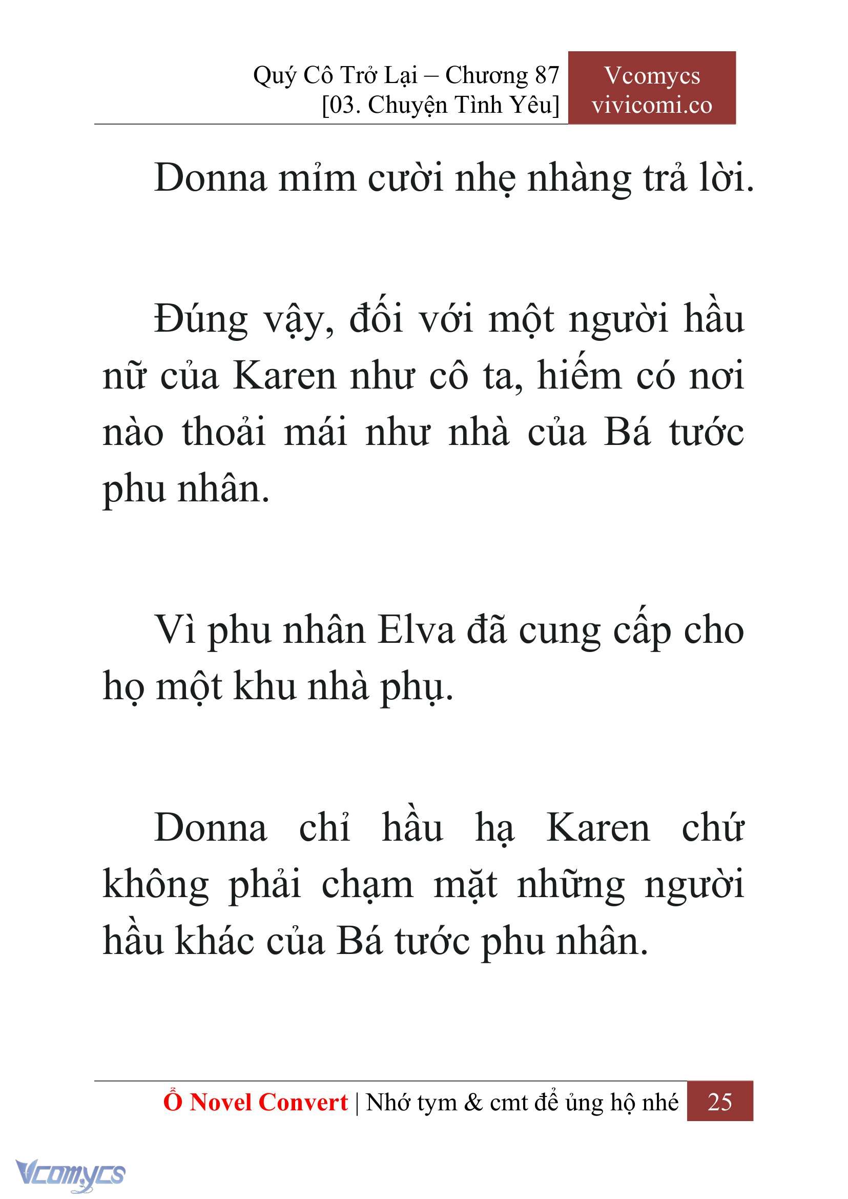 [Novel] Quý Cô Trở Lại Chap 87 - Next Chap 88