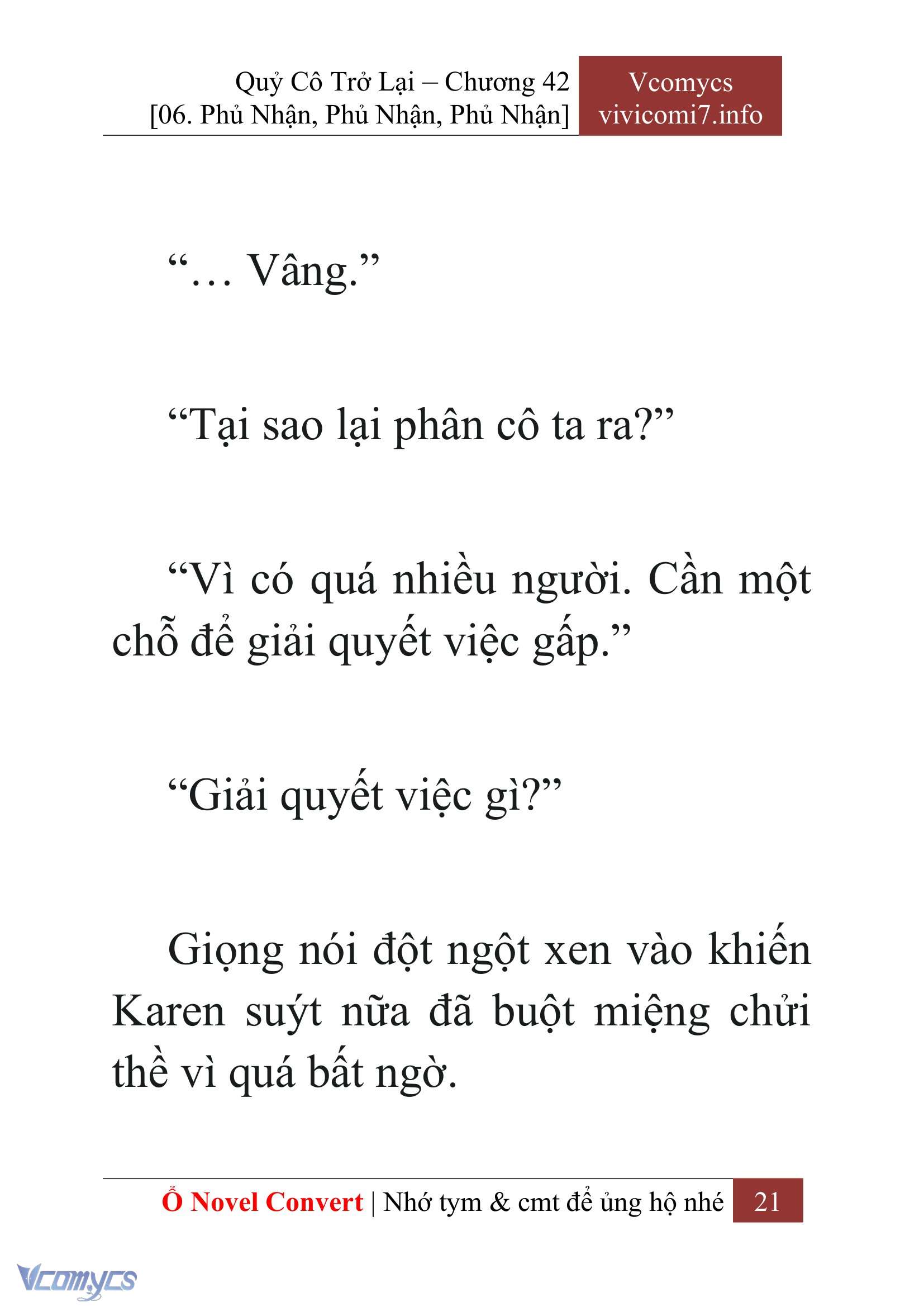 [Novel] Quý Cô Trở Lại Chap 42 - Next Chap 43
