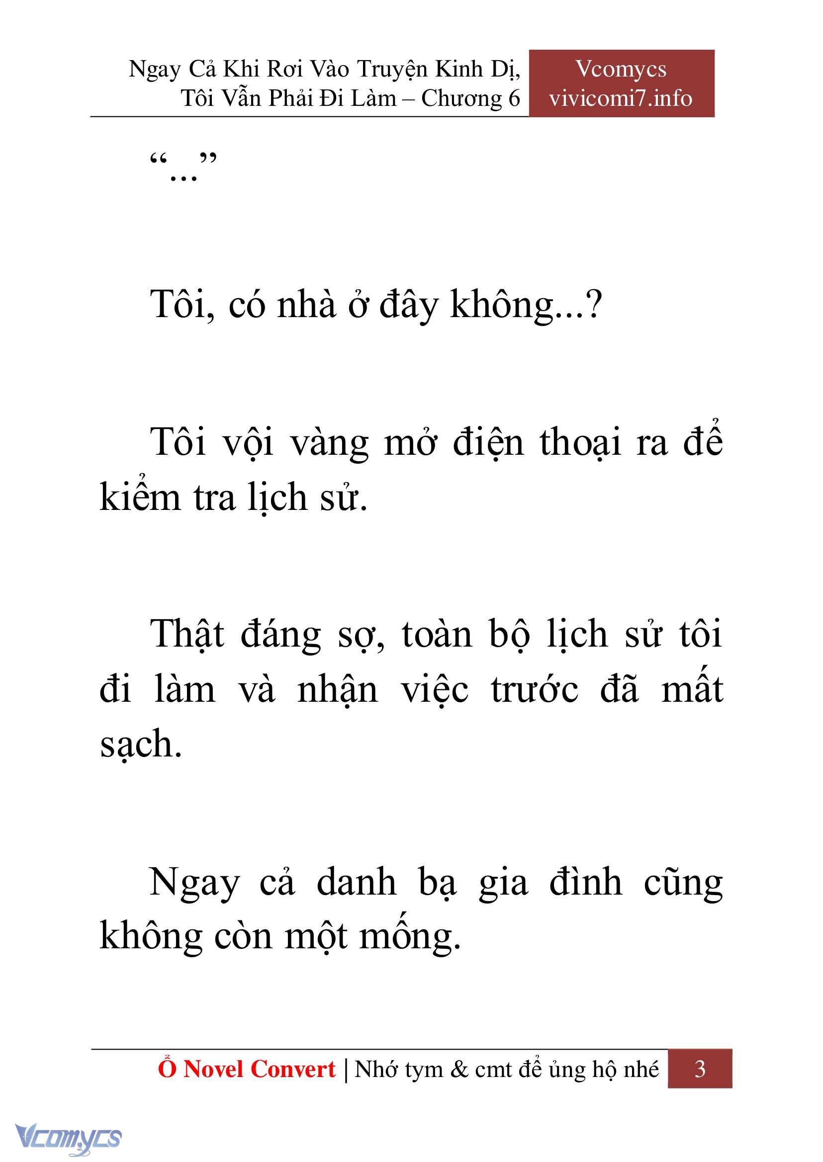 [Novel] Ngay Cả Khi Rơi Vào Truyện Kinh Dị, Tôi Vẫn Phải Đi Làm Chap 6 - Next Chap 7