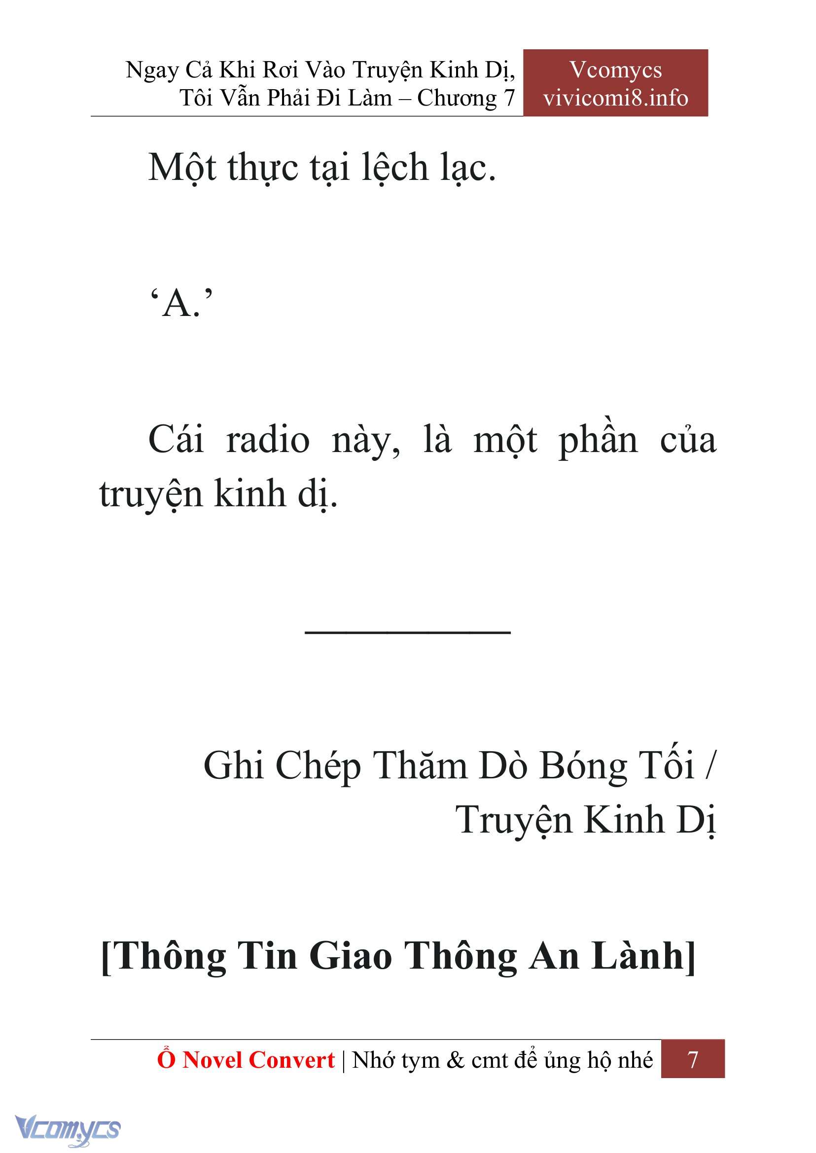 [Novel] Ngay Cả Khi Rơi Vào Truyện Kinh Dị, Tôi Vẫn Phải Đi Làm Chap 7 - Next Chap 8