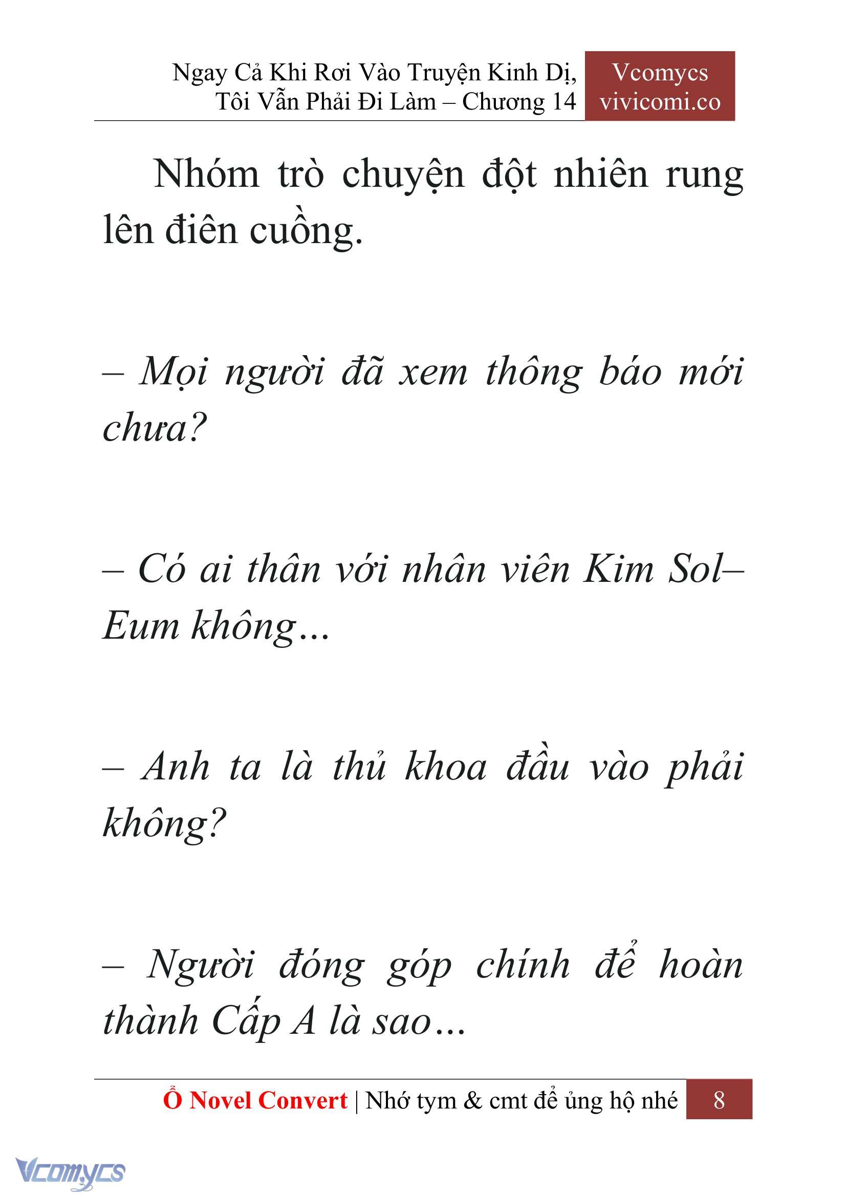 [Novel] Ngay Cả Khi Rơi Vào Truyện Kinh Dị, Tôi Vẫn Phải Đi Làm Chap 14 - Next 