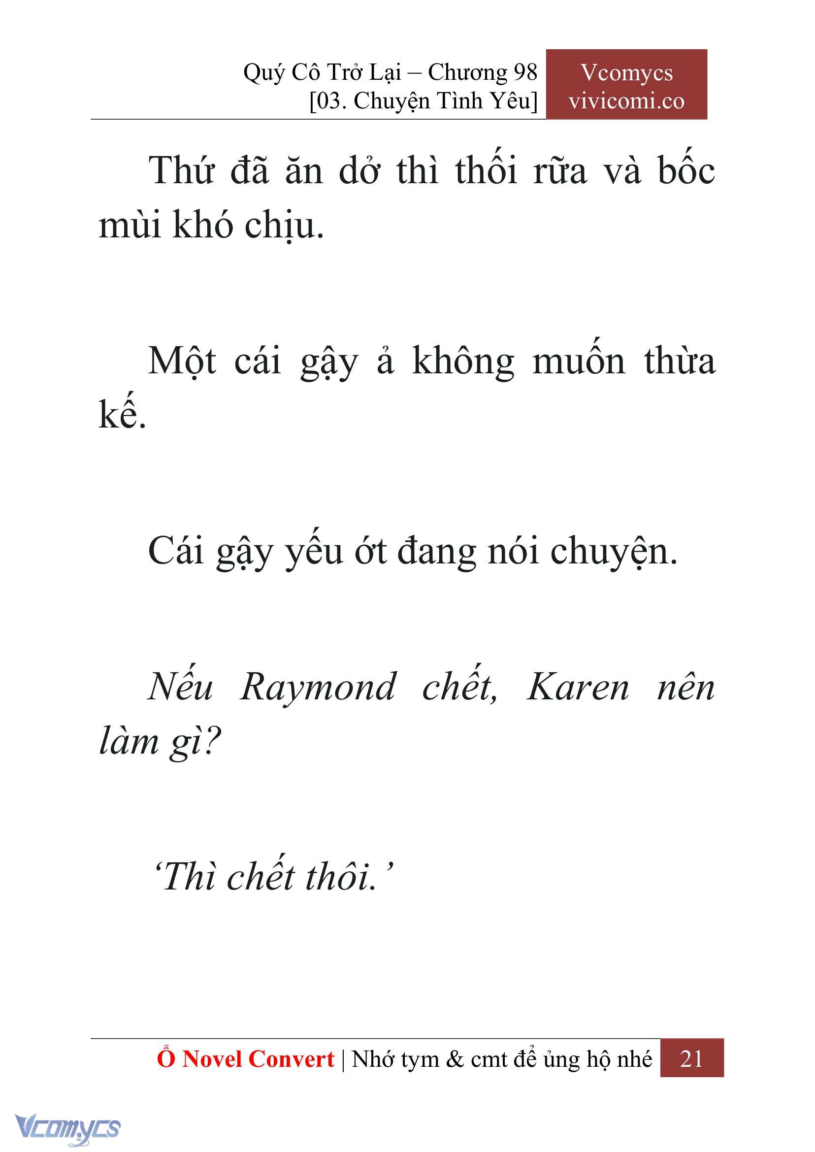 [Novel] Quý Cô Trở Lại Chap 98 - Next Chap 99