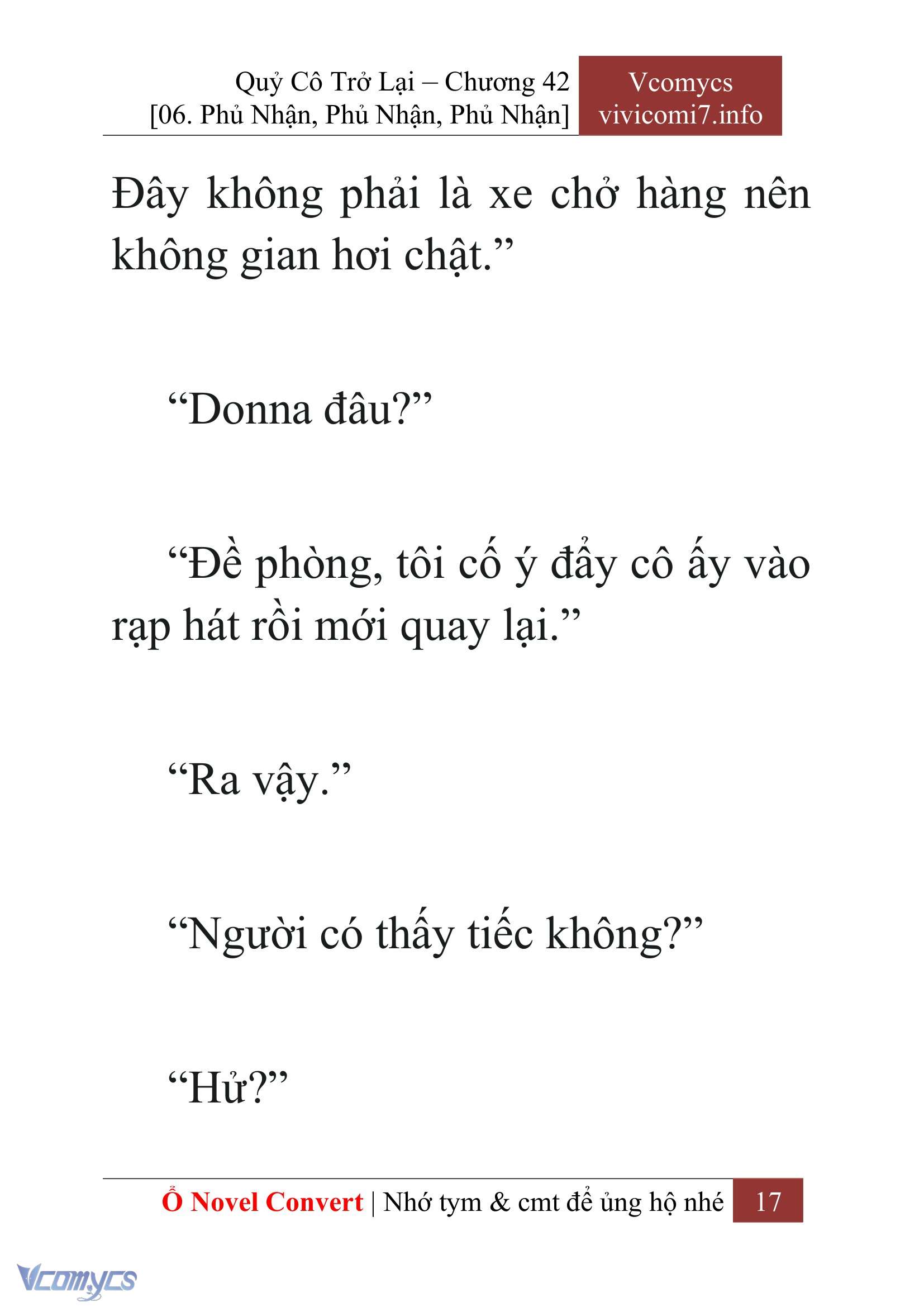 [Novel] Quý Cô Trở Lại Chap 42 - Next Chap 43