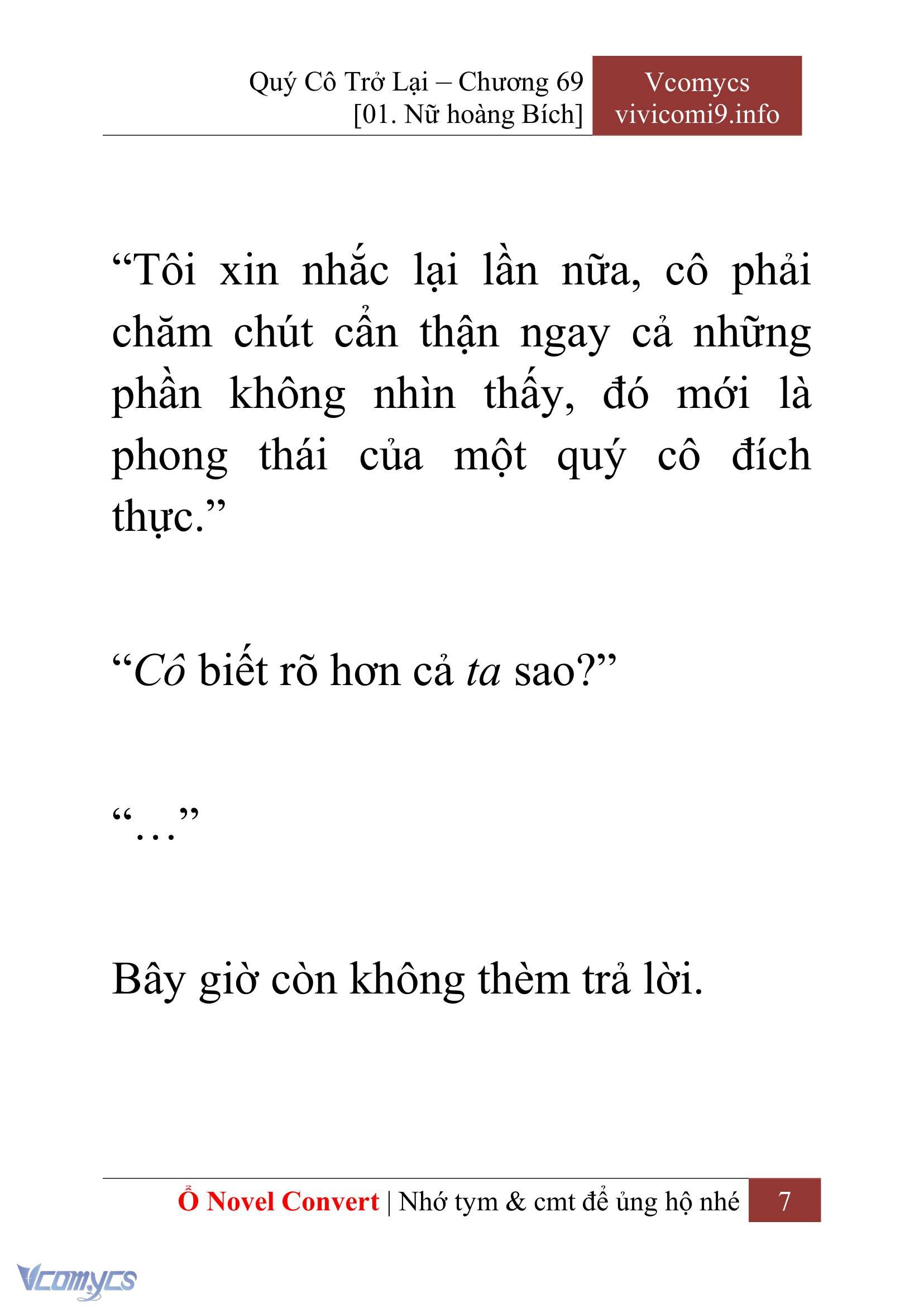 [Novel] Quý Cô Trở Lại Chap 69 - Next Chap 70