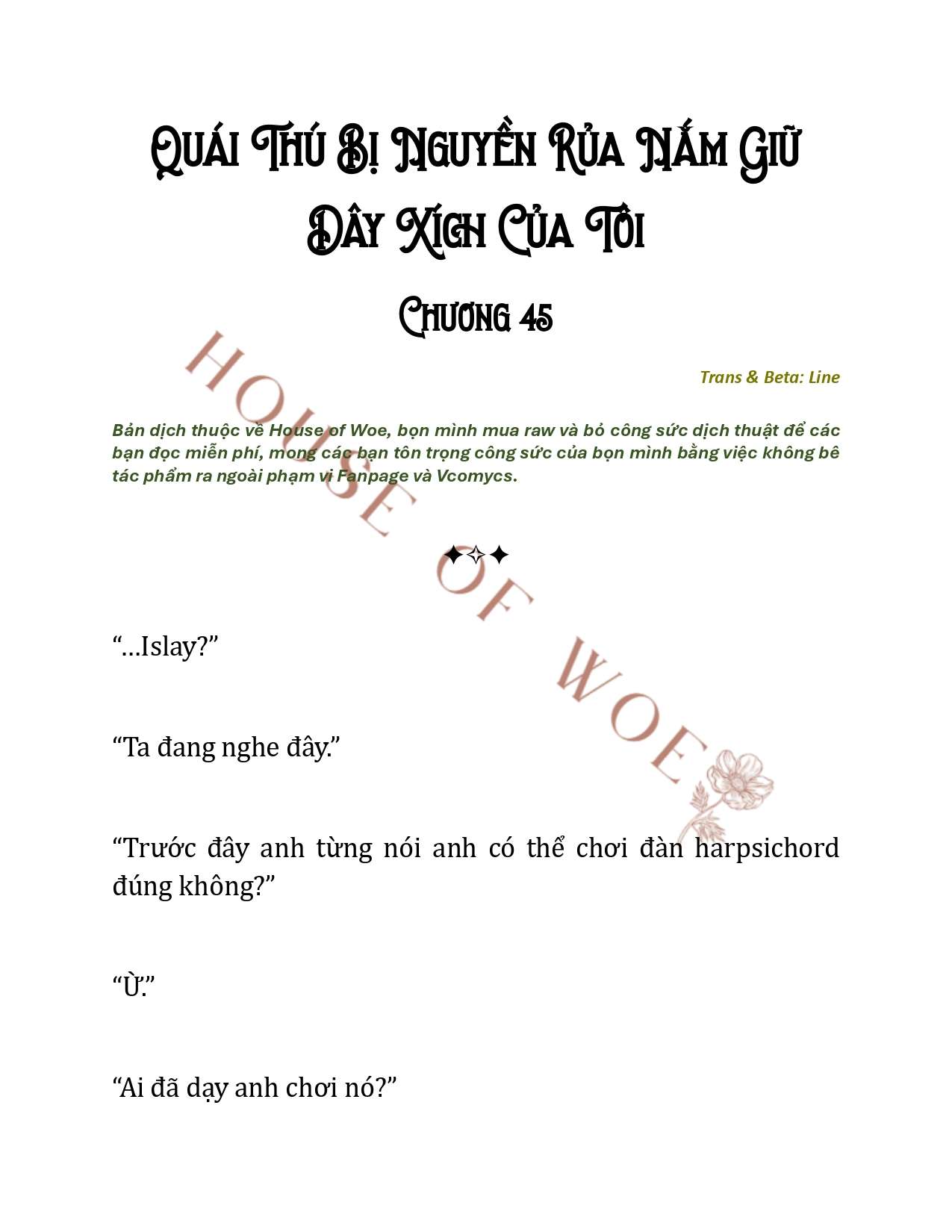 [NOVEL] QUÁI THÚ BỊ NGUYỀN RỦA NẮM GIỮ DÂY XÍCH CỦA TÔI Chap 45 - Next Chap 46