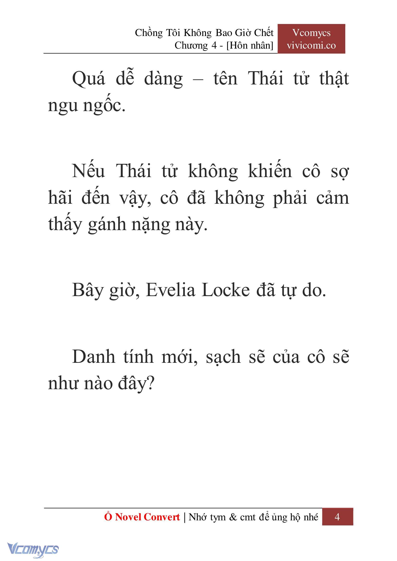 [Novel] Chồng Tôi Không Bao Giờ Chết Chap 4 - Next Chap 5