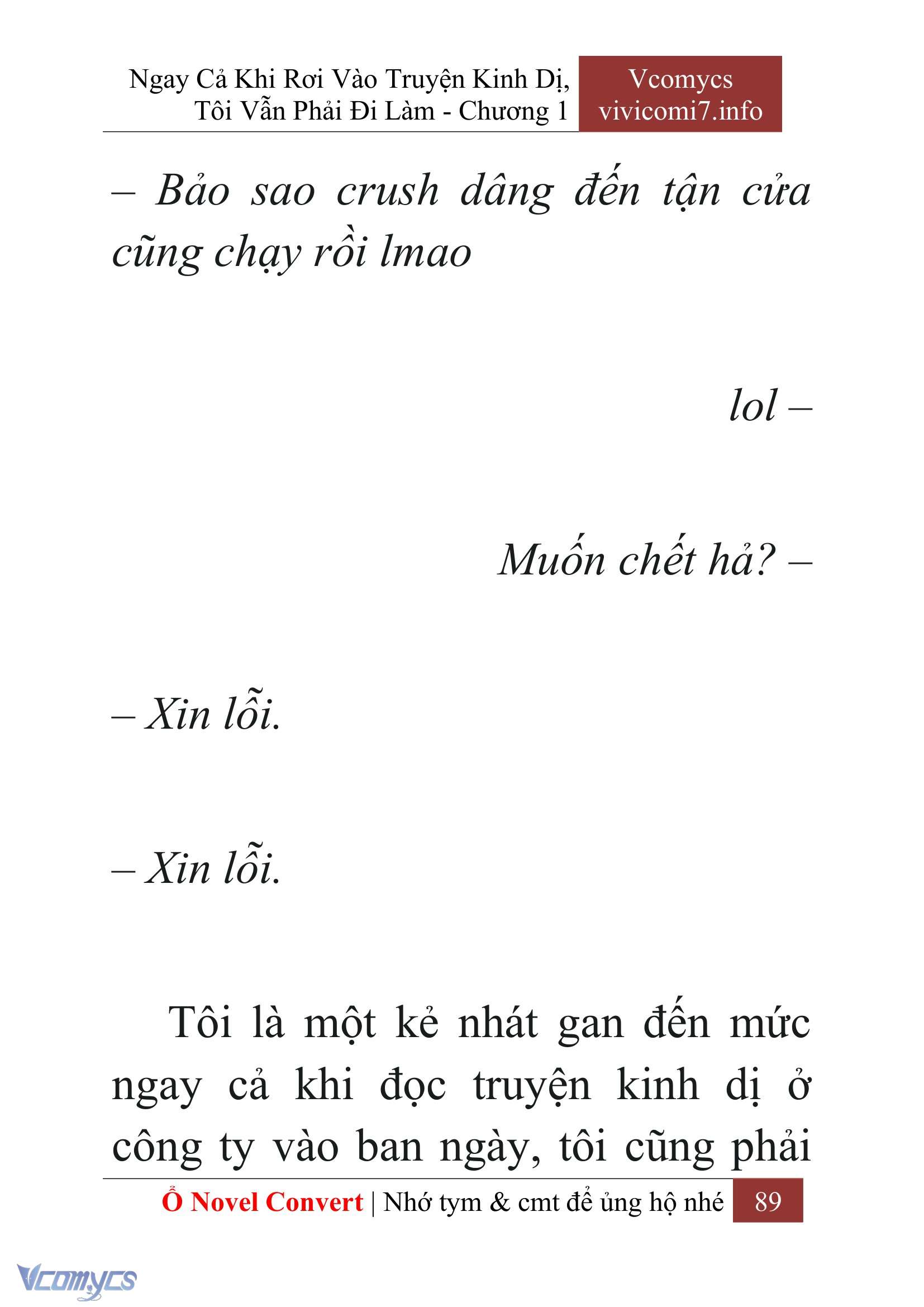 [Novel] Ngay Cả Khi Rơi Vào Truyện Kinh Dị, Tôi Vẫn Phải Đi Làm Chap 1 - Next Chap 2