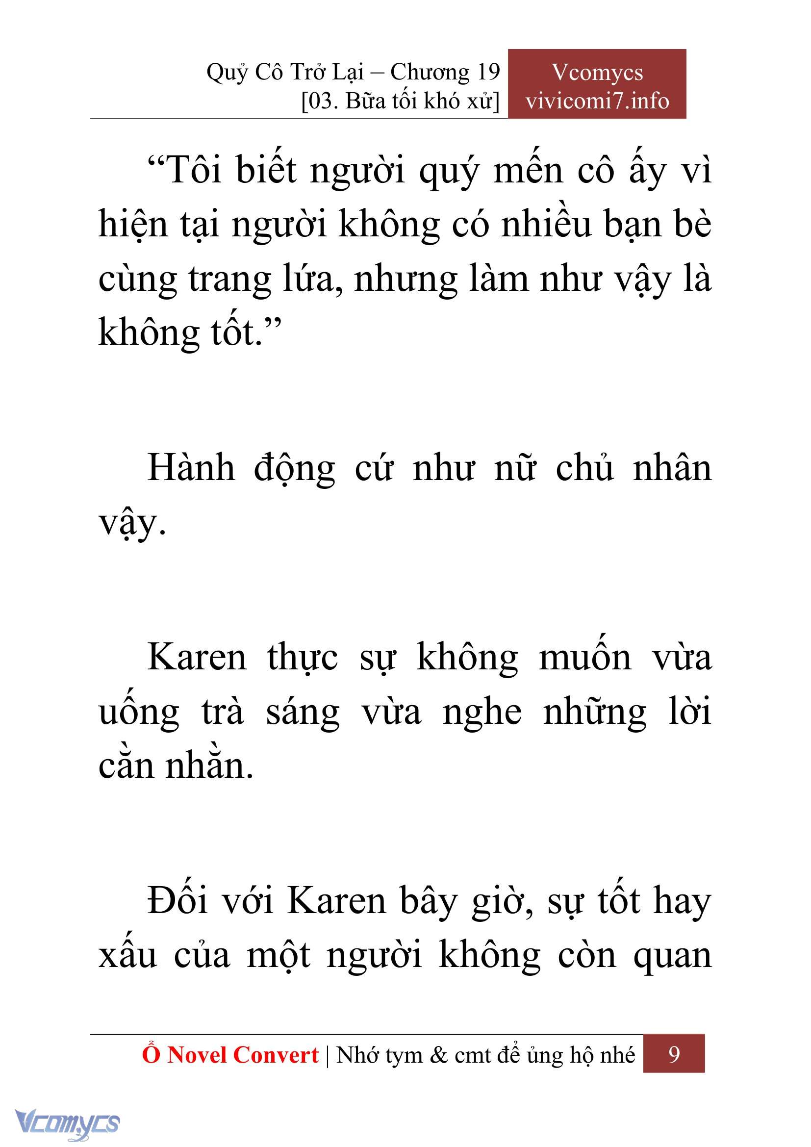 [Novel] Quý Cô Trở Lại Chap 19 - Next Chap 20