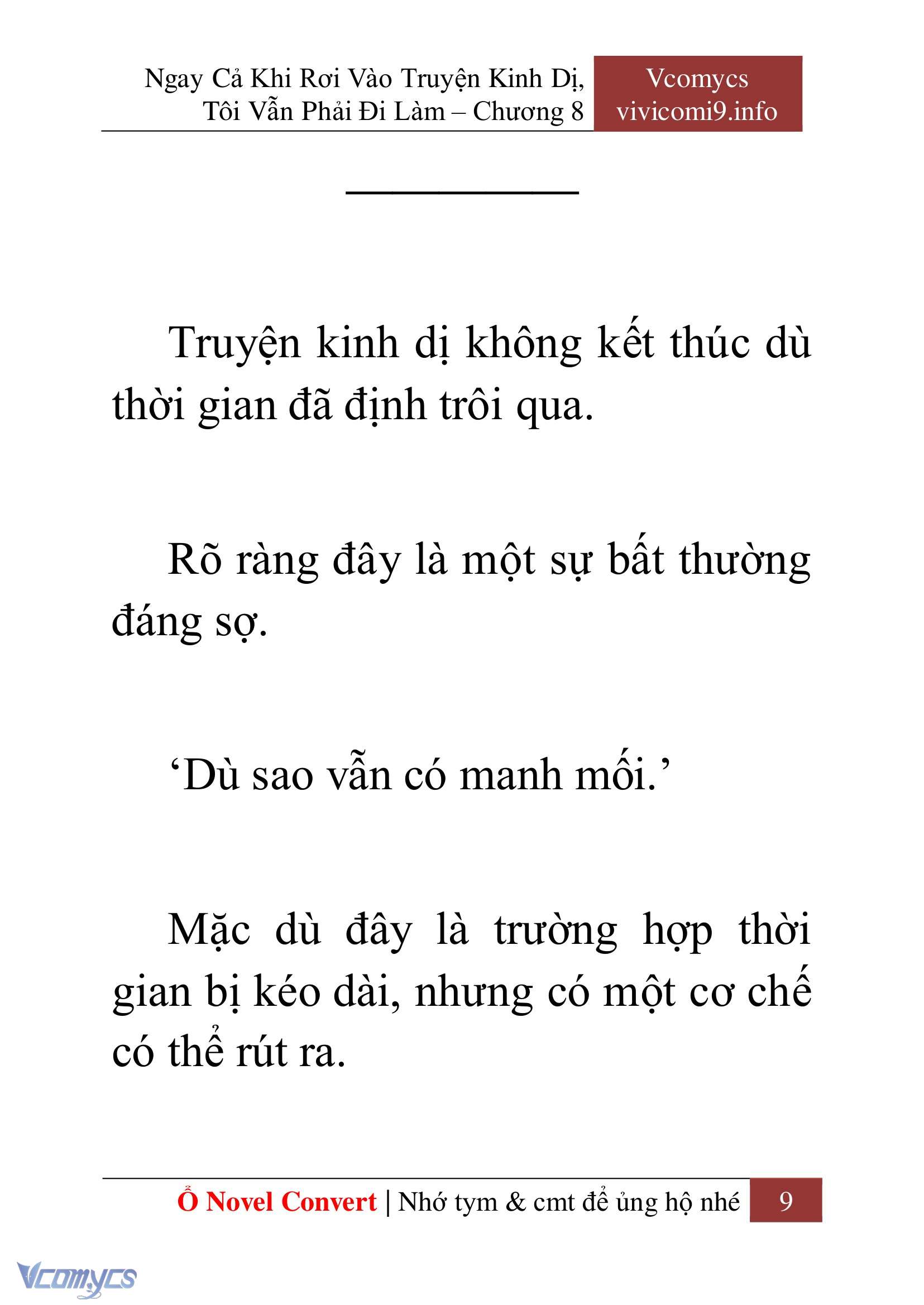 [Novel] Ngay Cả Khi Rơi Vào Truyện Kinh Dị, Tôi Vẫn Phải Đi Làm Chap 8 - Next Chap 9