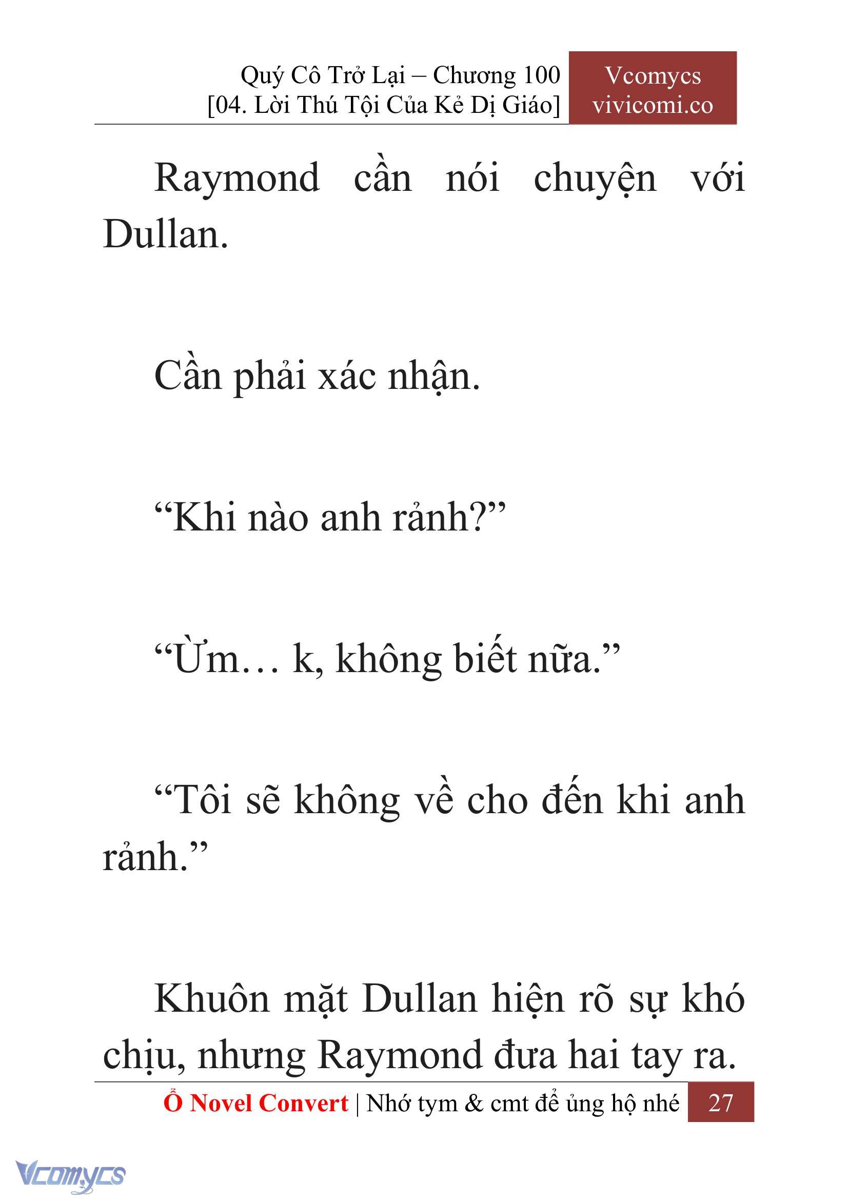 [Novel] Quý Cô Trở Lại Chap 100 - Next 