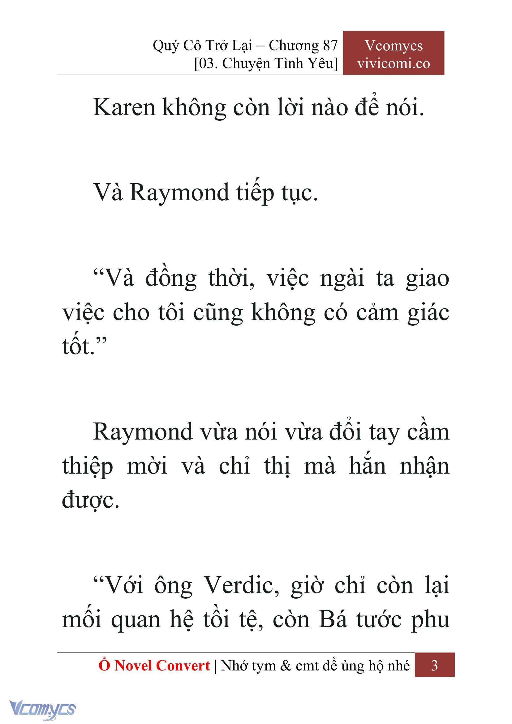 [Novel] Quý Cô Trở Lại Chap 87 - Next Chap 88