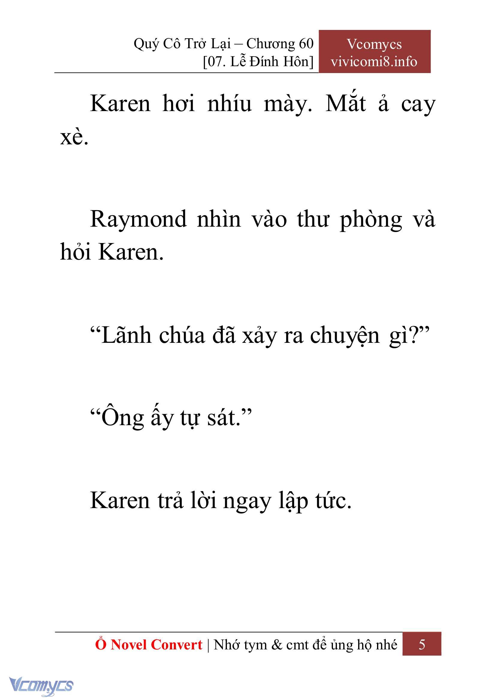 [Novel] Quý Cô Trở Lại Chap 60 - Next Chap 61