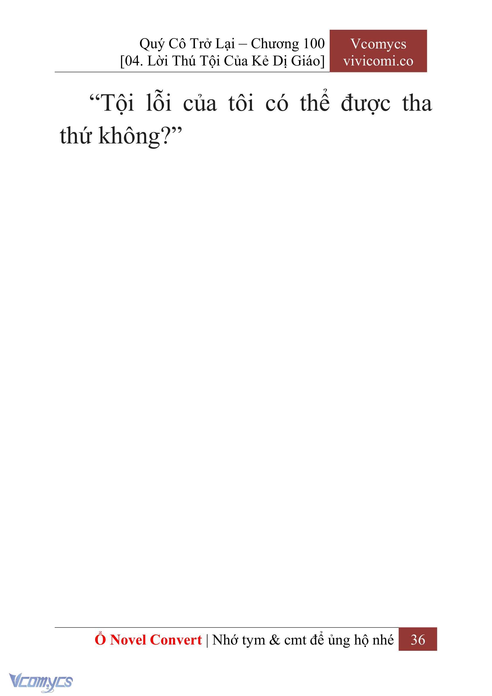 [Novel] Quý Cô Trở Lại Chap 100 - Next 