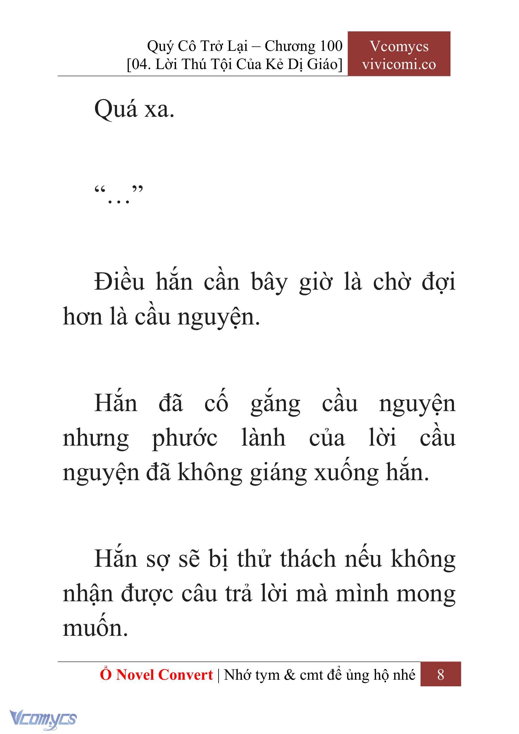 [Novel] Quý Cô Trở Lại Chap 100 - Next 