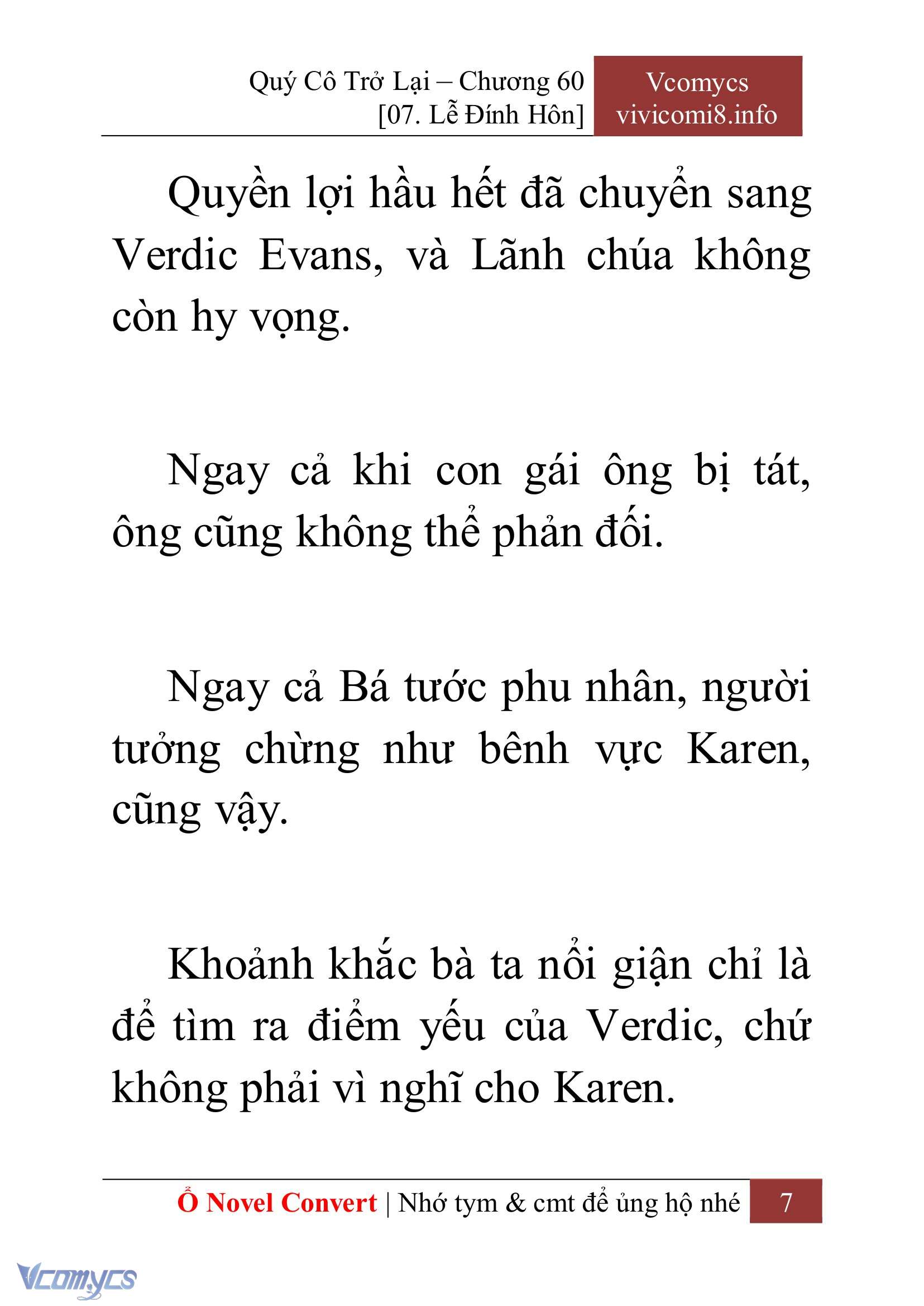[Novel] Quý Cô Trở Lại Chap 60 - Next Chap 61