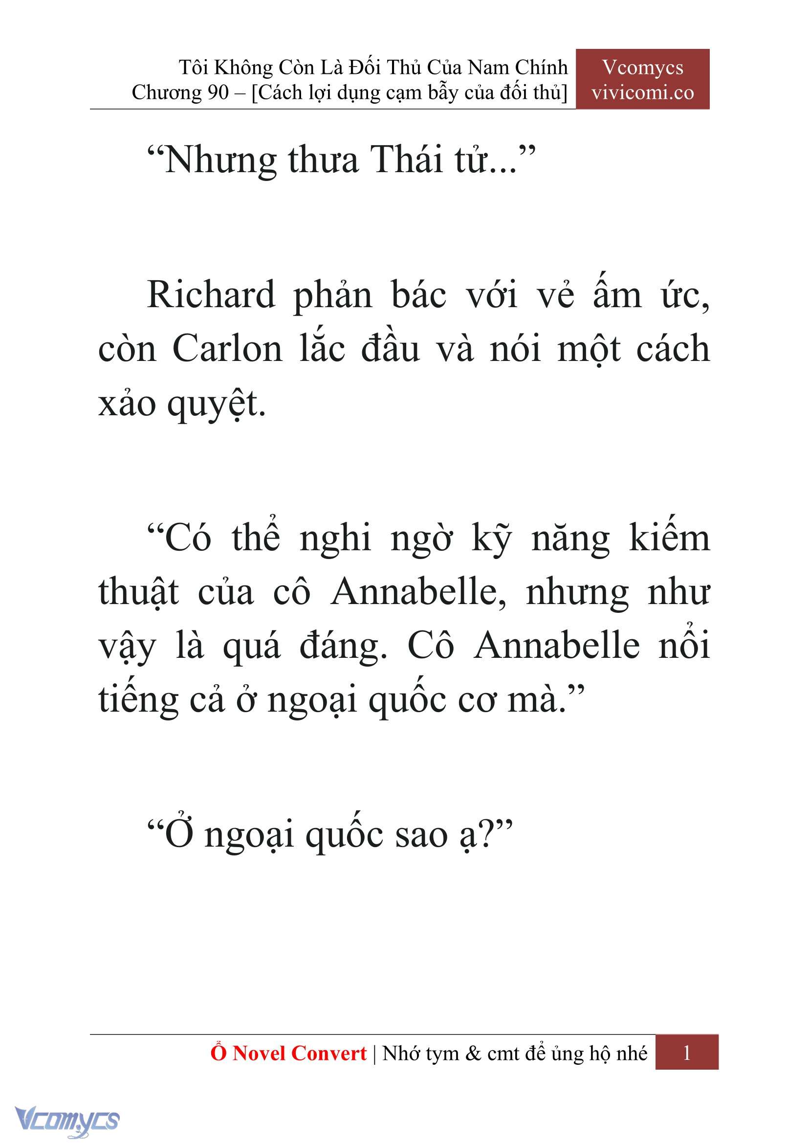 [Novel] Tôi Không Còn Là Đối Thủ Của Nam Chính Chap 90 - Trang 2