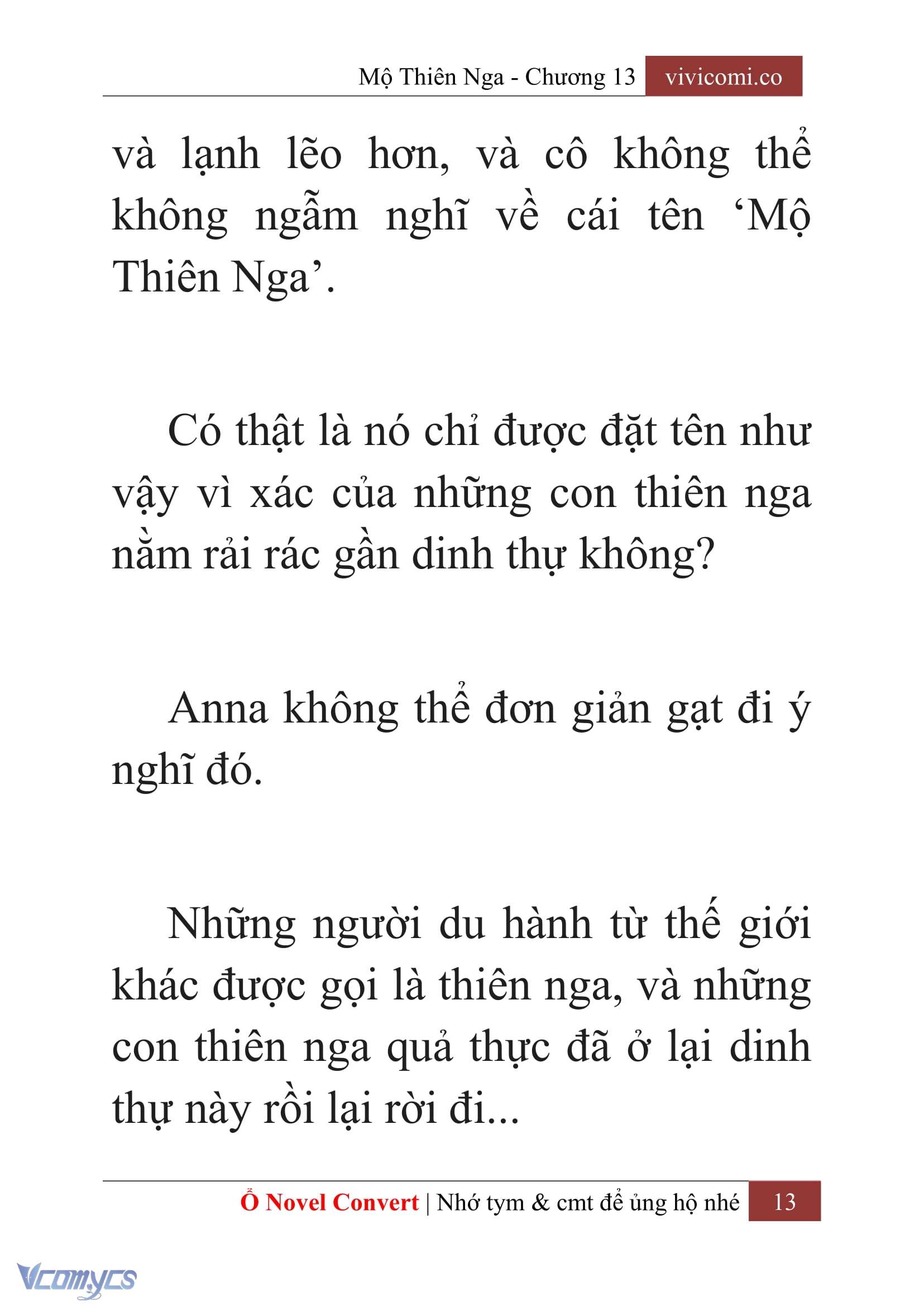 [Novel] Mộ Thiên Nga Chap 13 - Trang 2