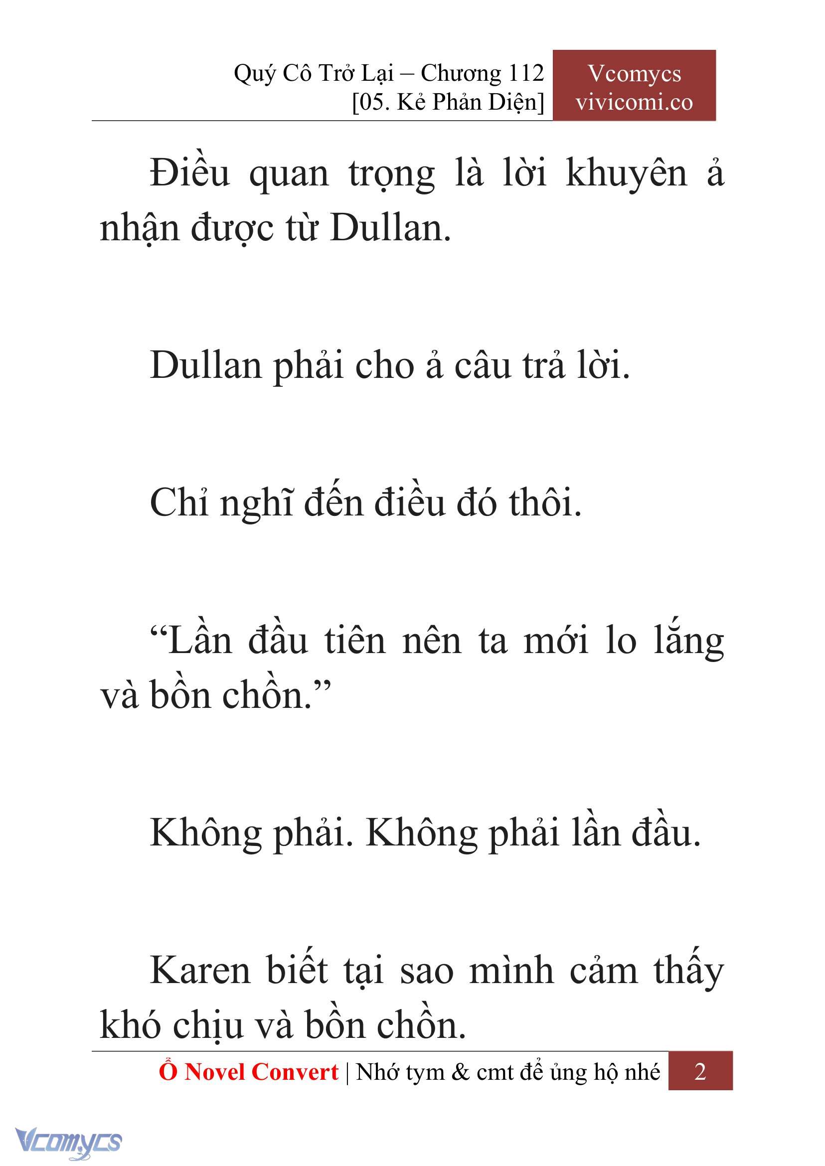[Novel] Quý Cô Trở Lại Chap 112 - Trang 2