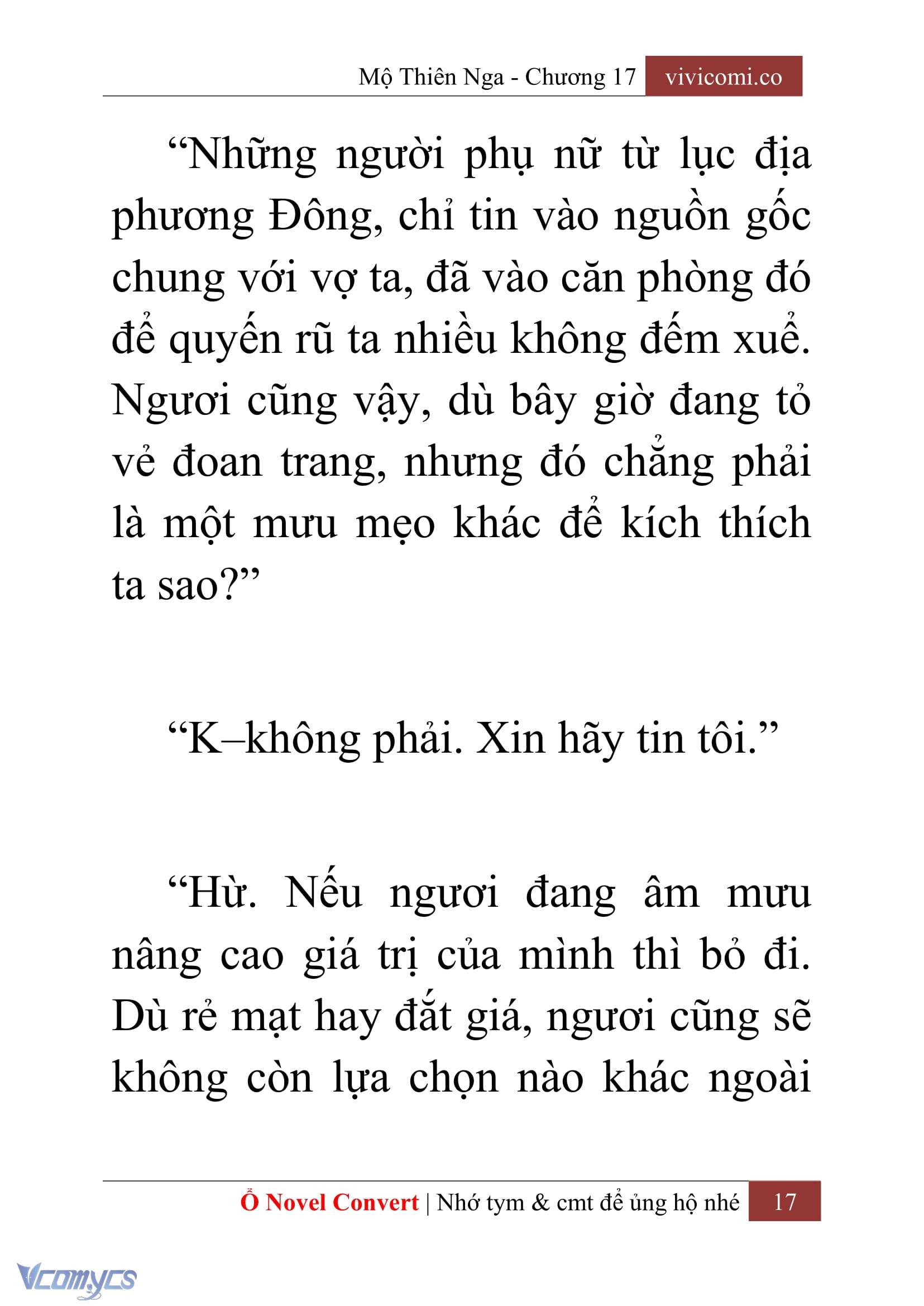 [Novel] Mộ Thiên Nga Chap 17 - Trang 2