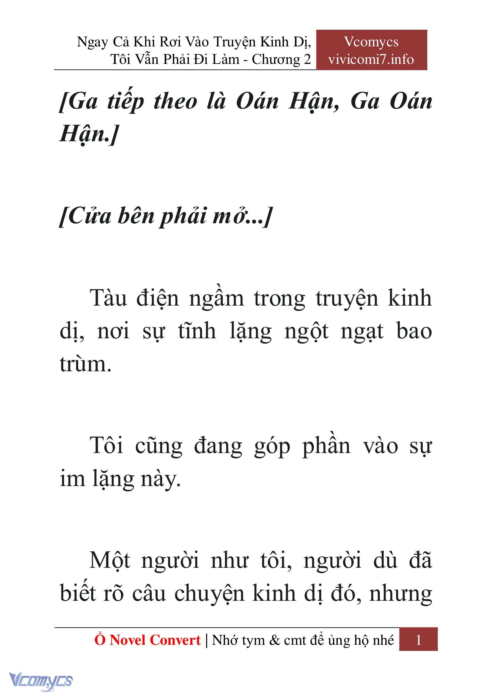 [Novel] Ngay Cả Khi Rơi Vào Truyện Kinh Dị, Tôi Vẫn Phải Đi Làm Chap 2 - Trang 2