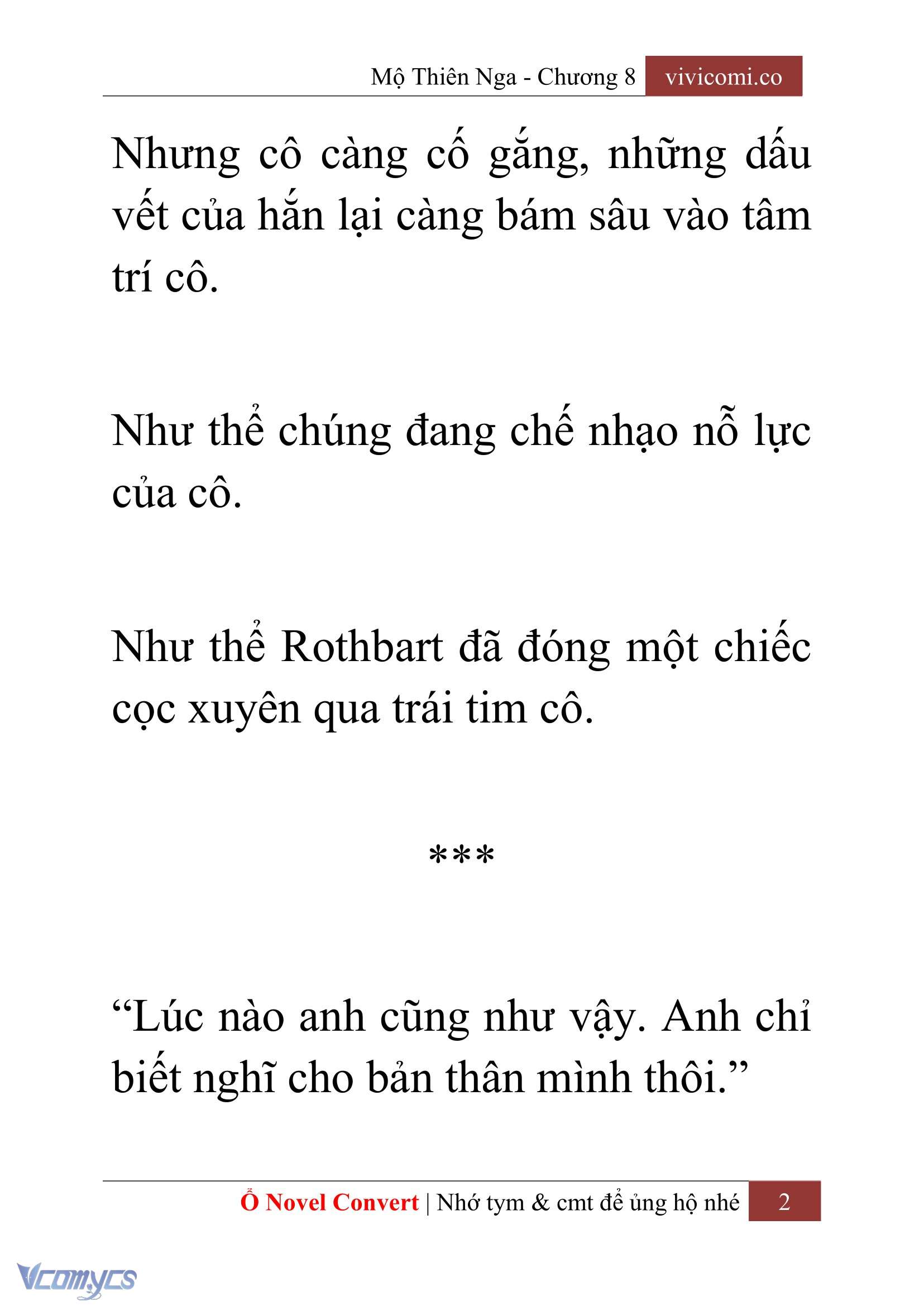 [Novel] Mộ Thiên Nga Chap 8 - Trang 2