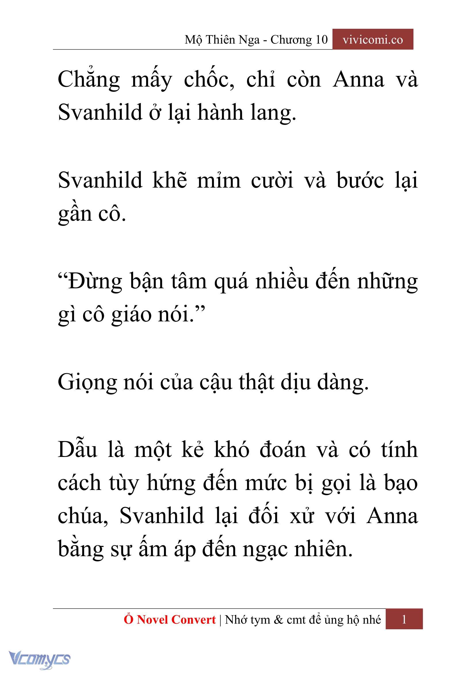[Novel] Mộ Thiên Nga Chap 10 - Next 