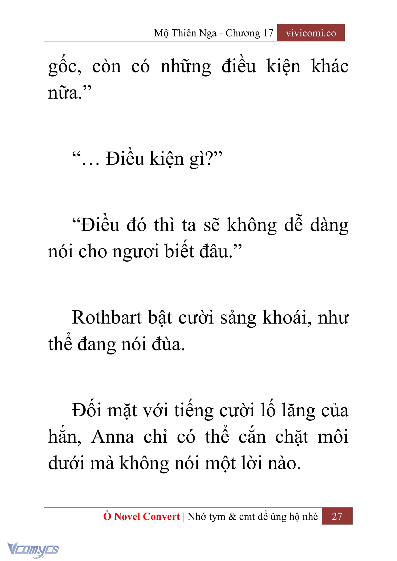 [Novel] Mộ Thiên Nga Chap 17 - Trang 2