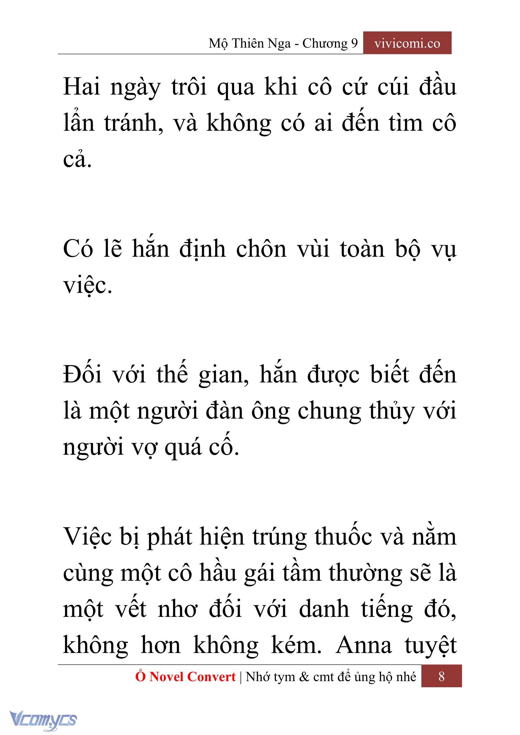 [Novel] Mộ Thiên Nga Chap 9 - Next Chap 10
