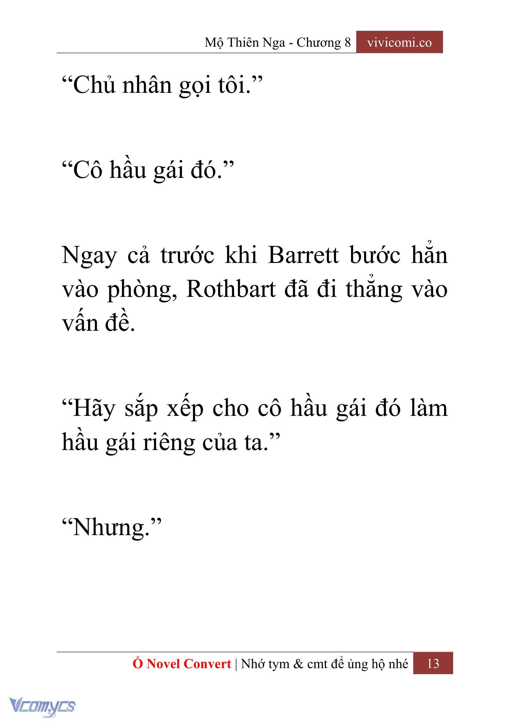 [Novel] Mộ Thiên Nga Chap 8 - Trang 2