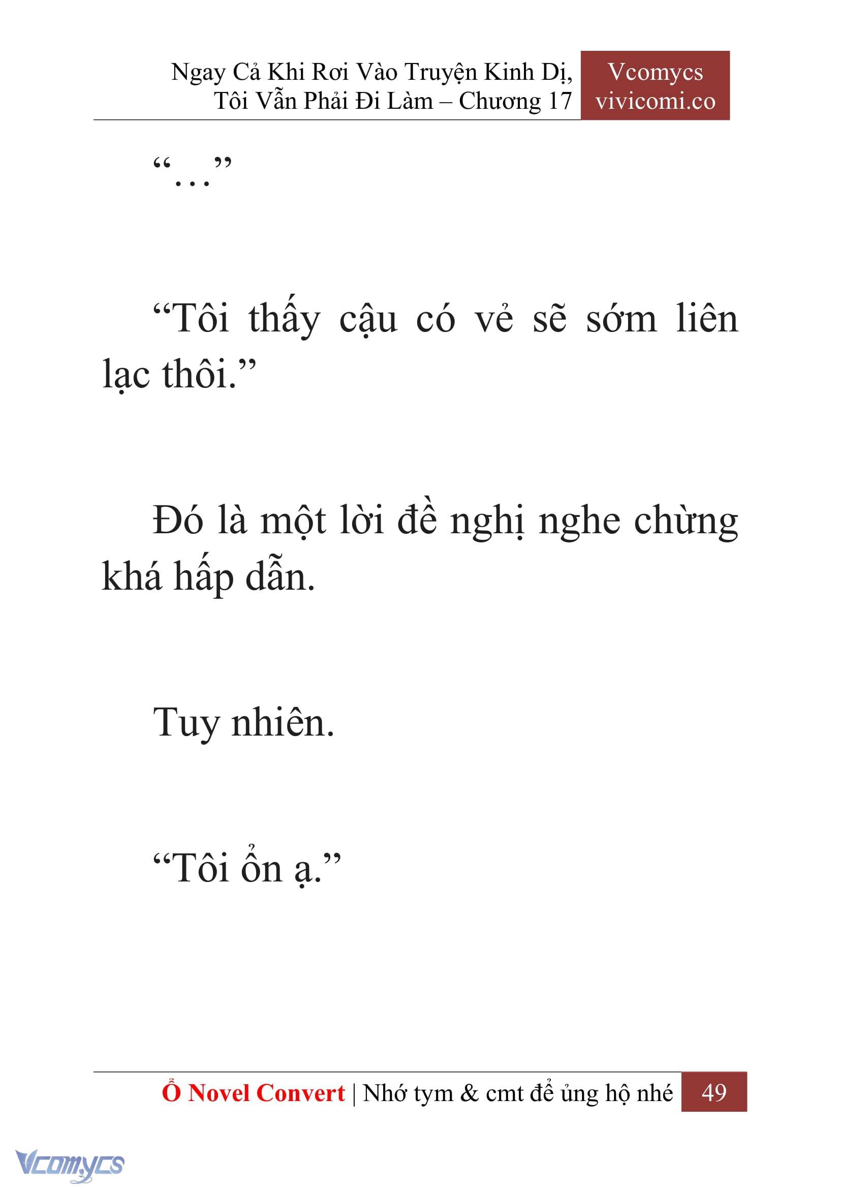 [Novel] Ngay Cả Khi Rơi Vào Truyện Kinh Dị, Tôi Vẫn Phải Đi Làm Chap 17 - Trang 2