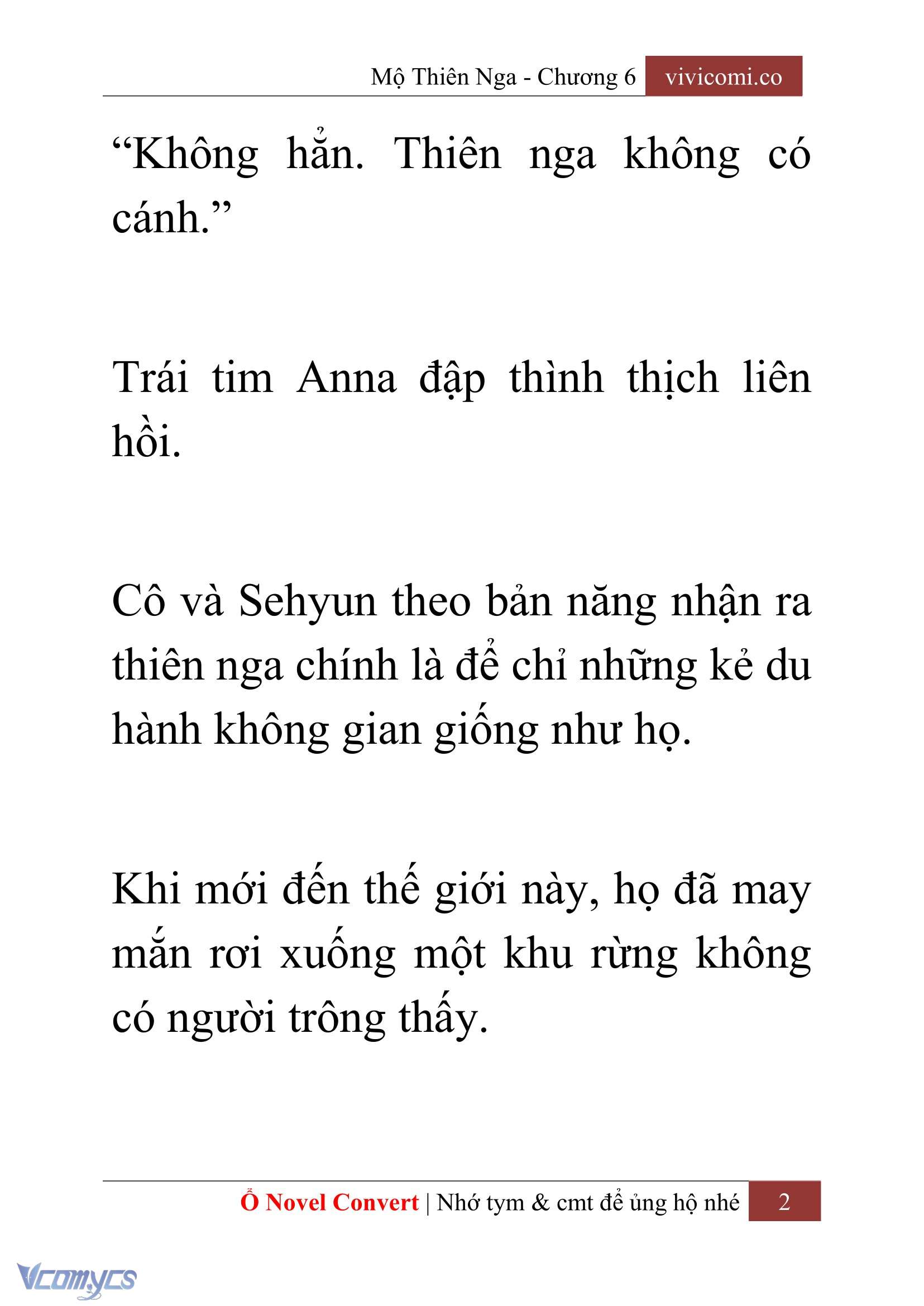 [Novel] Mộ Thiên Nga Chap 6 - Trang 2