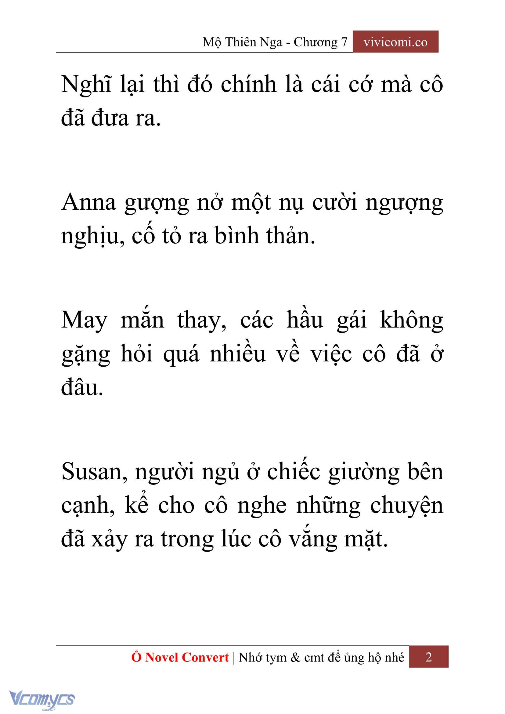 [Novel] Mộ Thiên Nga Chap 7 - Trang 2