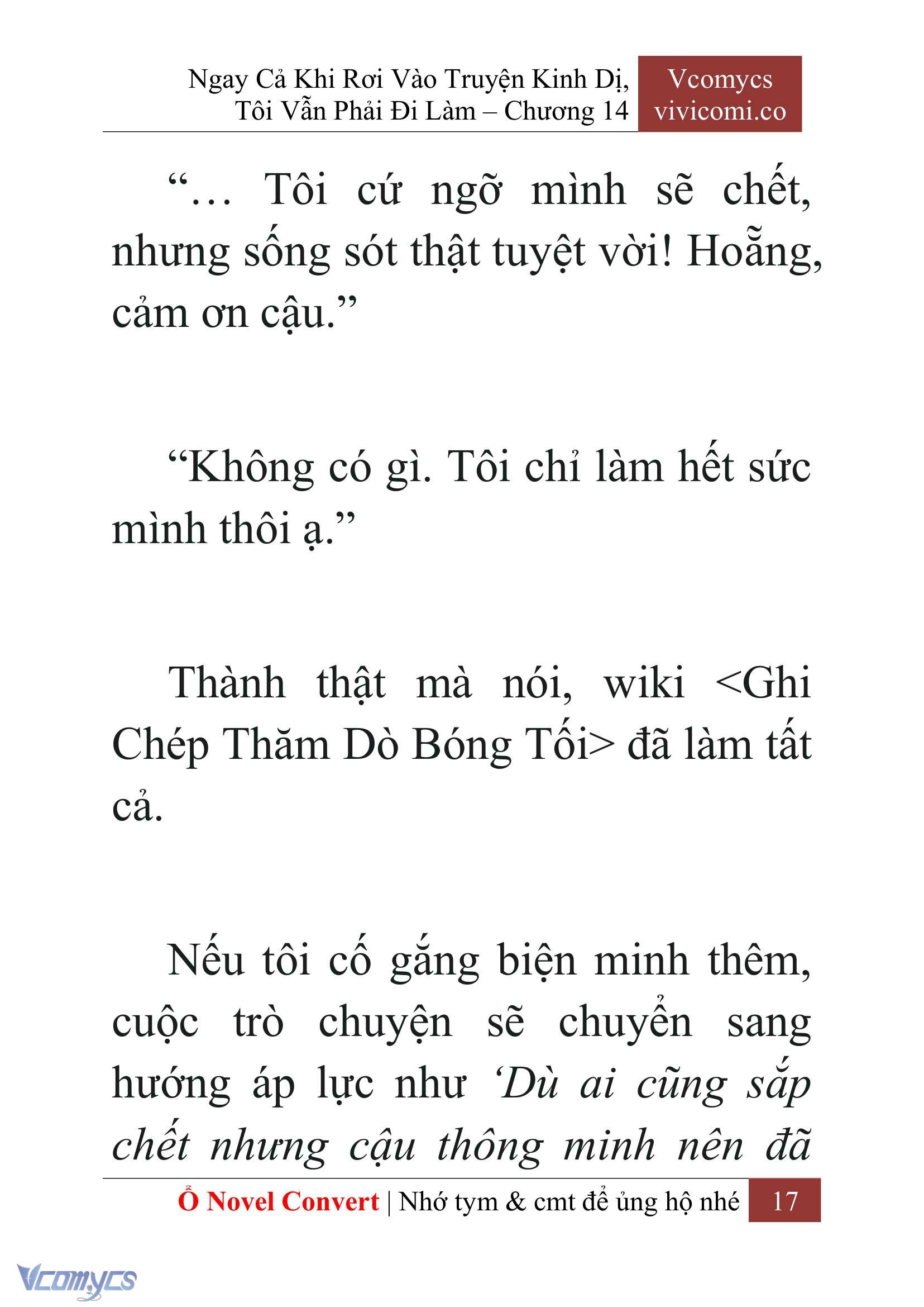 [Novel] Ngay Cả Khi Rơi Vào Truyện Kinh Dị, Tôi Vẫn Phải Đi Làm Chap 14 - Trang 2