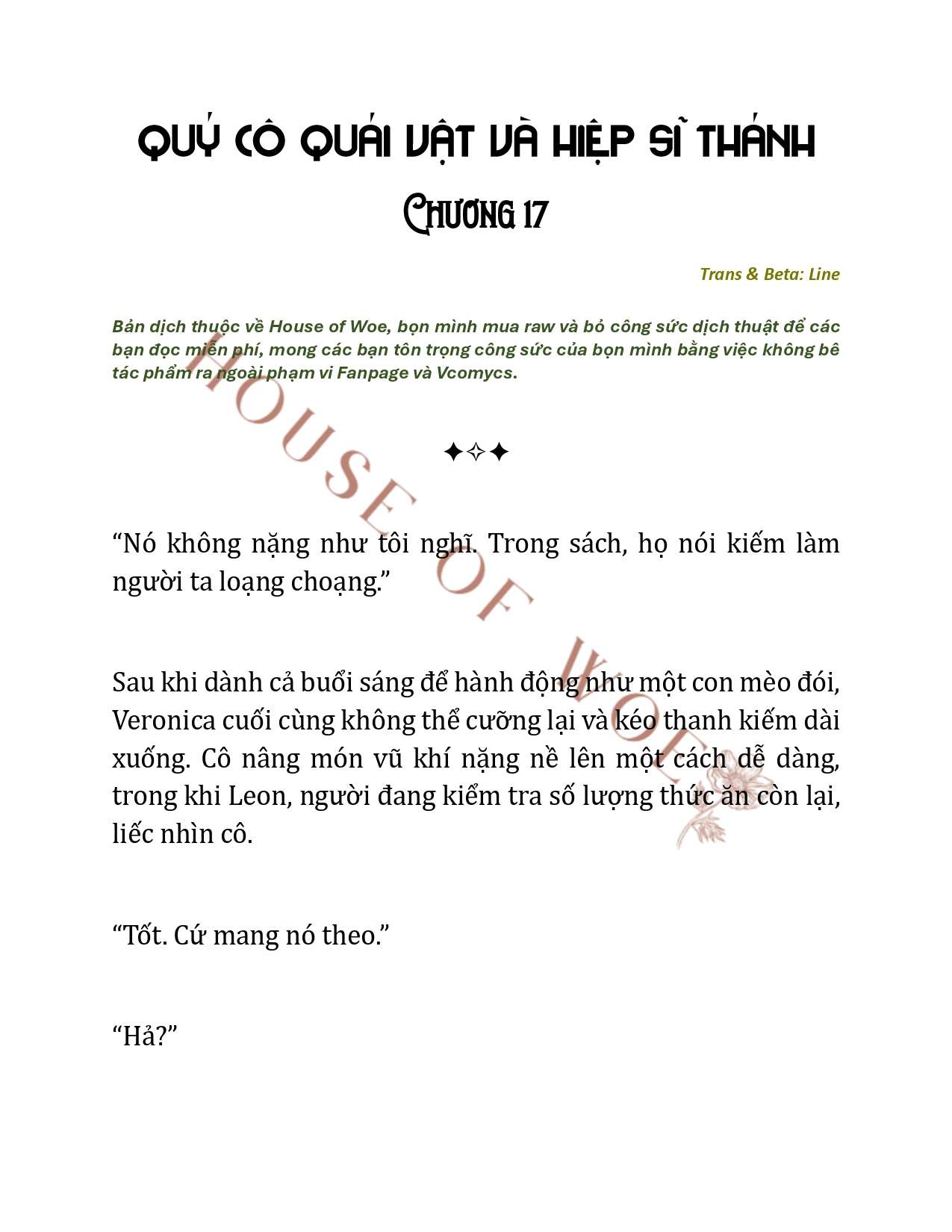 [NOVEL] QUÝ CÔ QUÁI VẬT VÀ HIỆP SĨ THÁNH Chap 17 - Trang 2