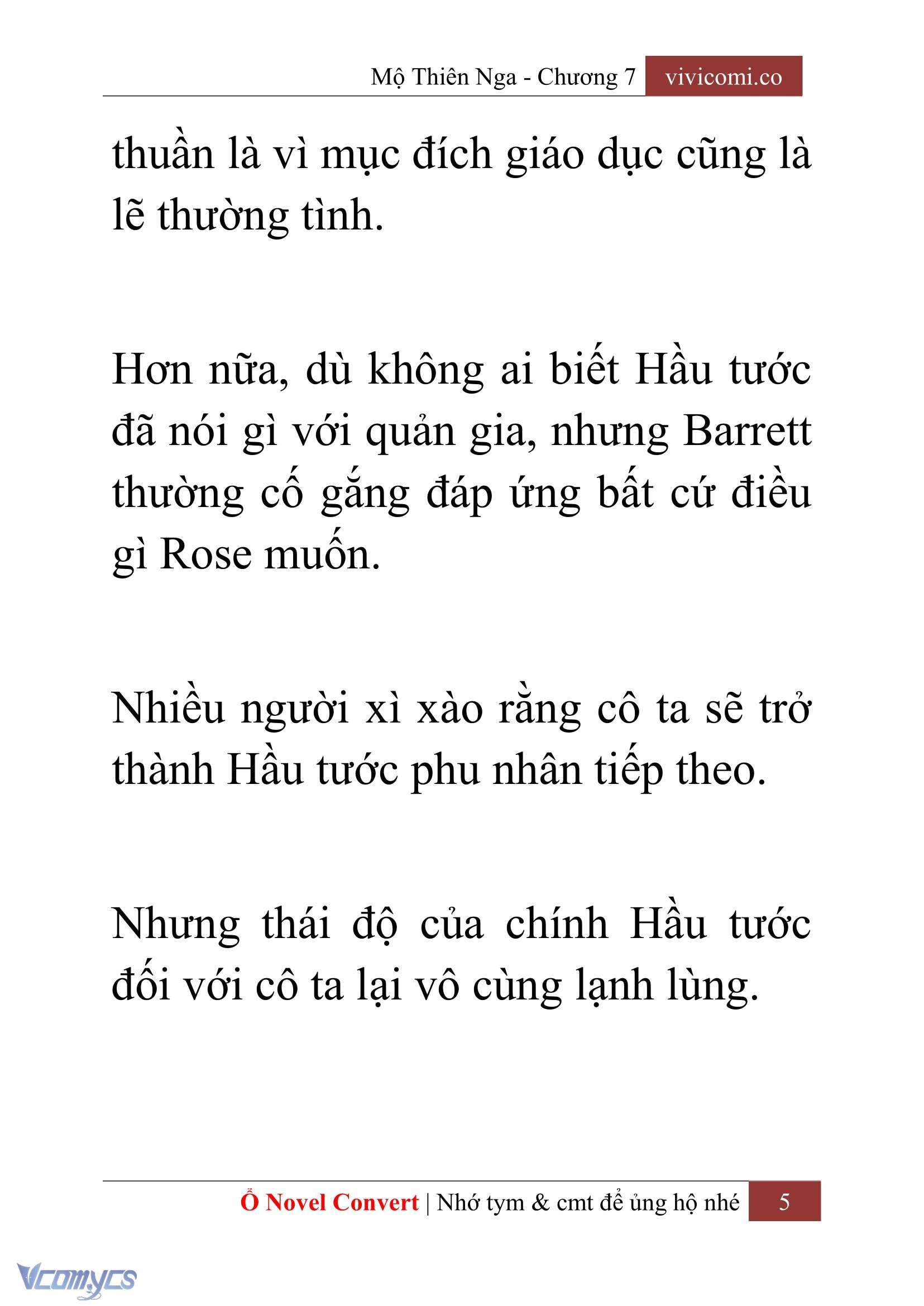 [Novel] Mộ Thiên Nga Chap 7 - Trang 2