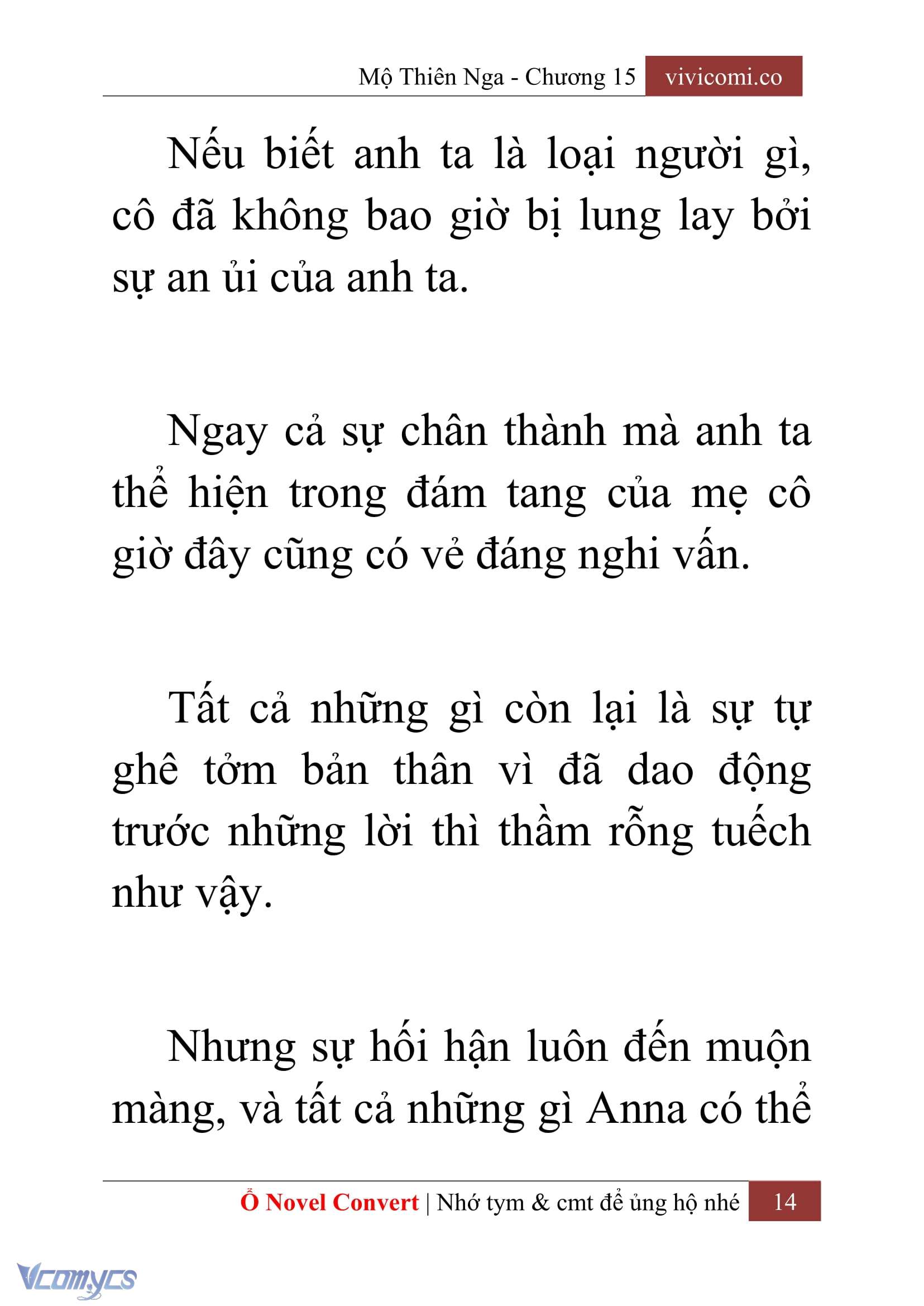 [Novel] Mộ Thiên Nga Chap 15 - Trang 2